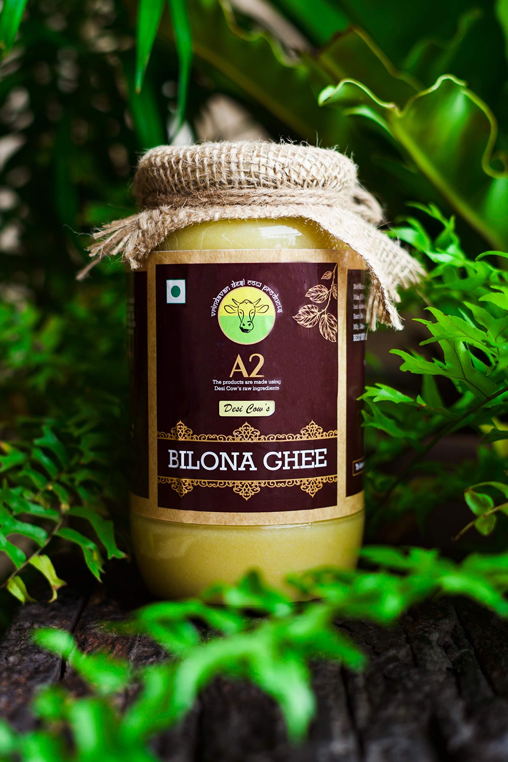 A2 Organics Grass Fed Desi Cow's A2 Ghee (1L) - Made Using Traditional Bilona Method ( Handchurned) | 100% Desi Gir Cow Ghee | Immunity Booster