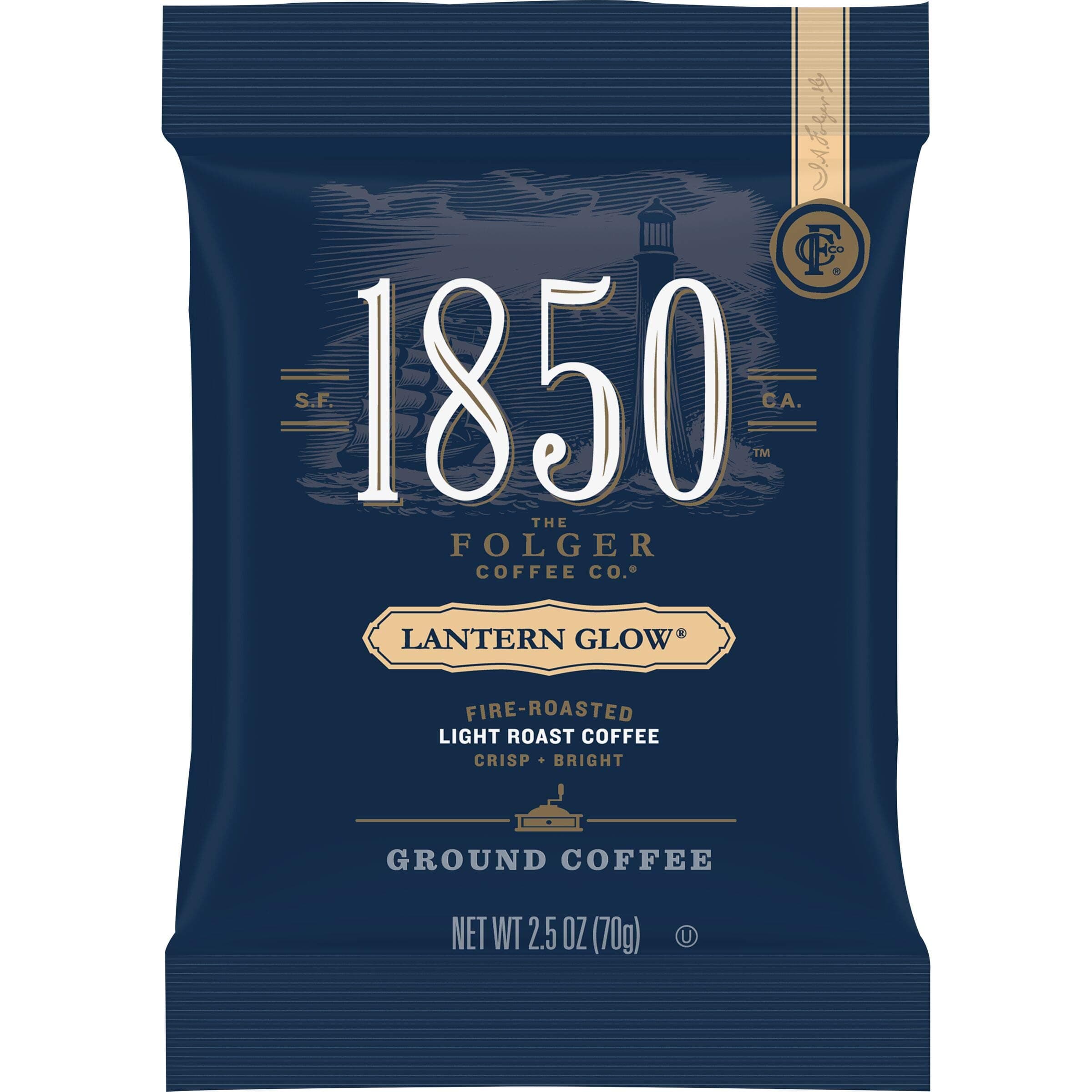1850 Lantern Glow Light Roast Ground Coffee, Fraction Pack, 2.5 Ounce (Pack of 24)