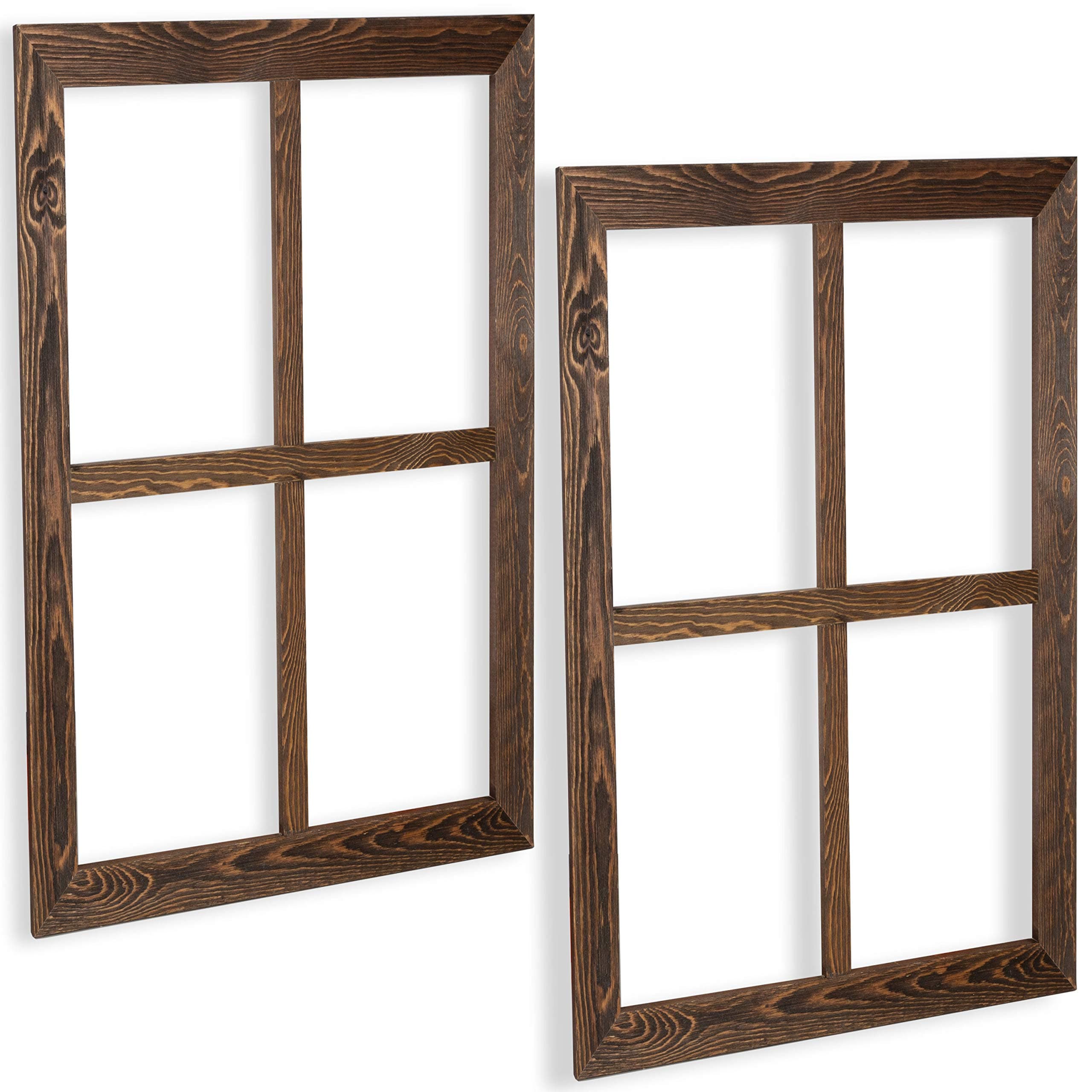 bpaWindow Pane Wall Decor 2 Pack - Decorative Window Panels, Distressed Wood - Two IL-WP18X22-CHR-2PK