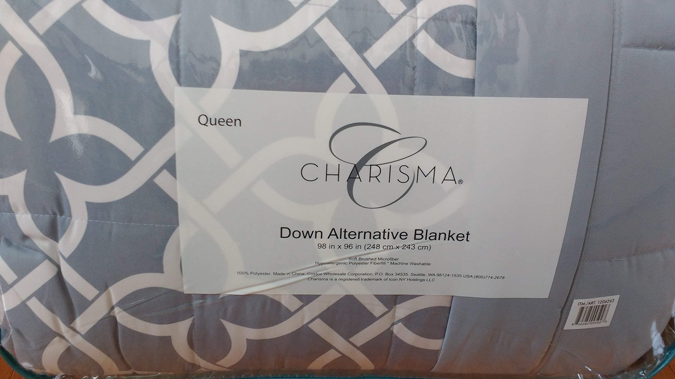 Charisma Queen Size Down Alternative Blanket Light Blue 98 inches x 96 inches