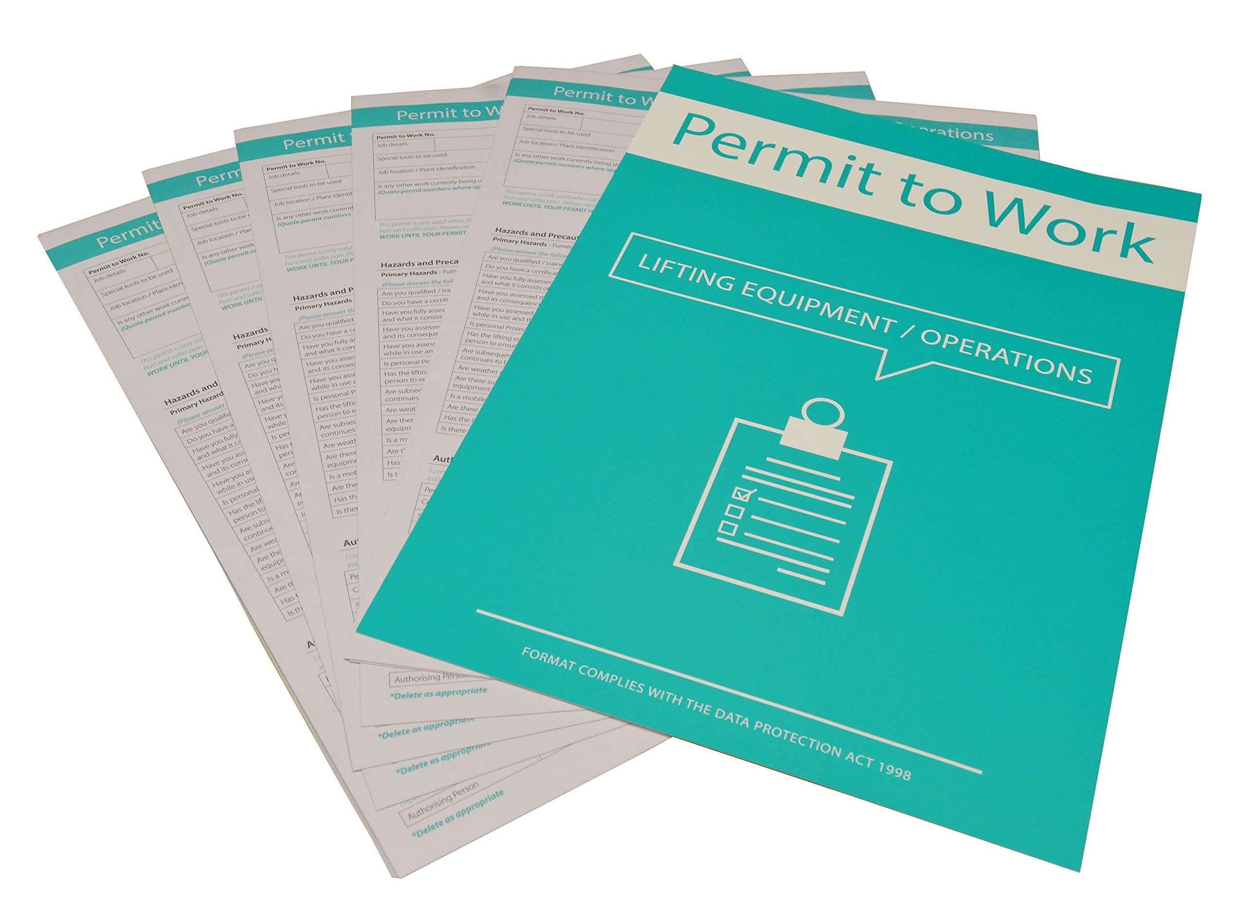 Lifting Equipment Permit To Work Forms 3 Parts - Original/2 Carbon Copies Card Backing for Seperating Pack of 10