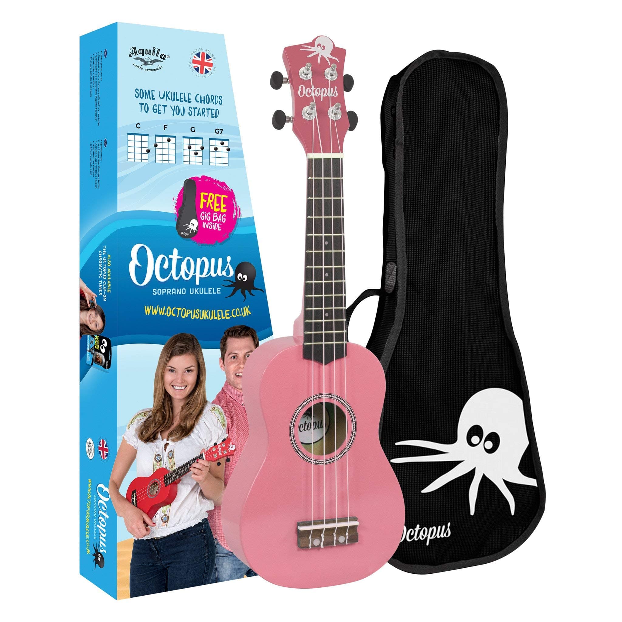 Octopus soprano ukulele - metallic pink UK200-PK