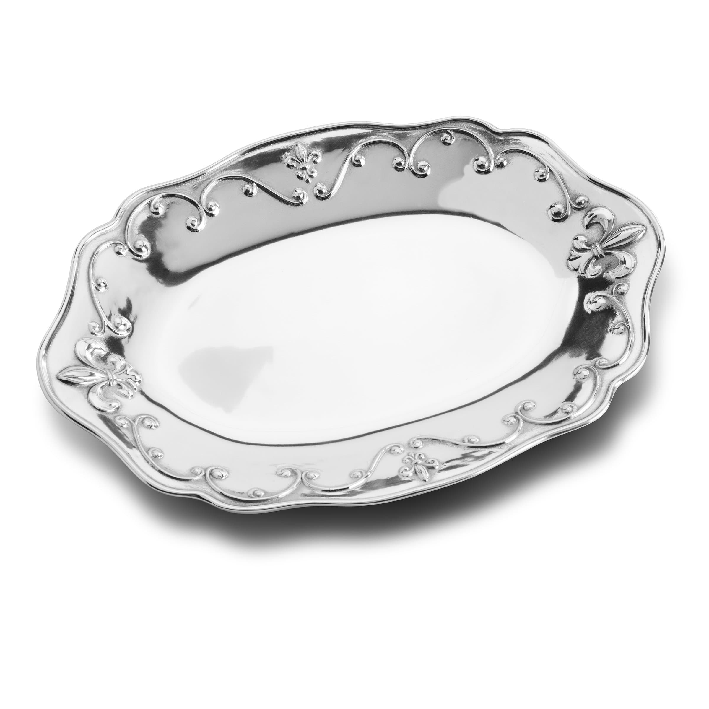 Wilton Armetale Fleur de Lis Oval Serving Tray, 15.75-Inch-by-10.75-Inch