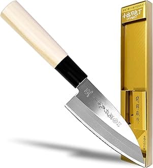 Product of Gifu JapanSeki TSUBAZO ese Sushi Chef Knife, Stainless Steel Sashimi Small Deba Knife, Shiraki Handle, 105 mm (4.1 in)