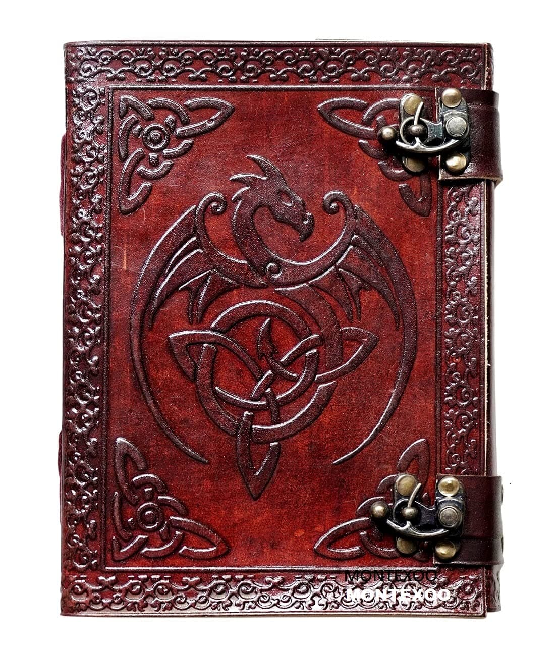MONTEXOO Leather Dragon Journal Notebook with Lined Paper - Dungeons and Dragons Journal Diary Notebook Dnd Book Shadows for Men women 6 x 8 inch with 220 pages Brown