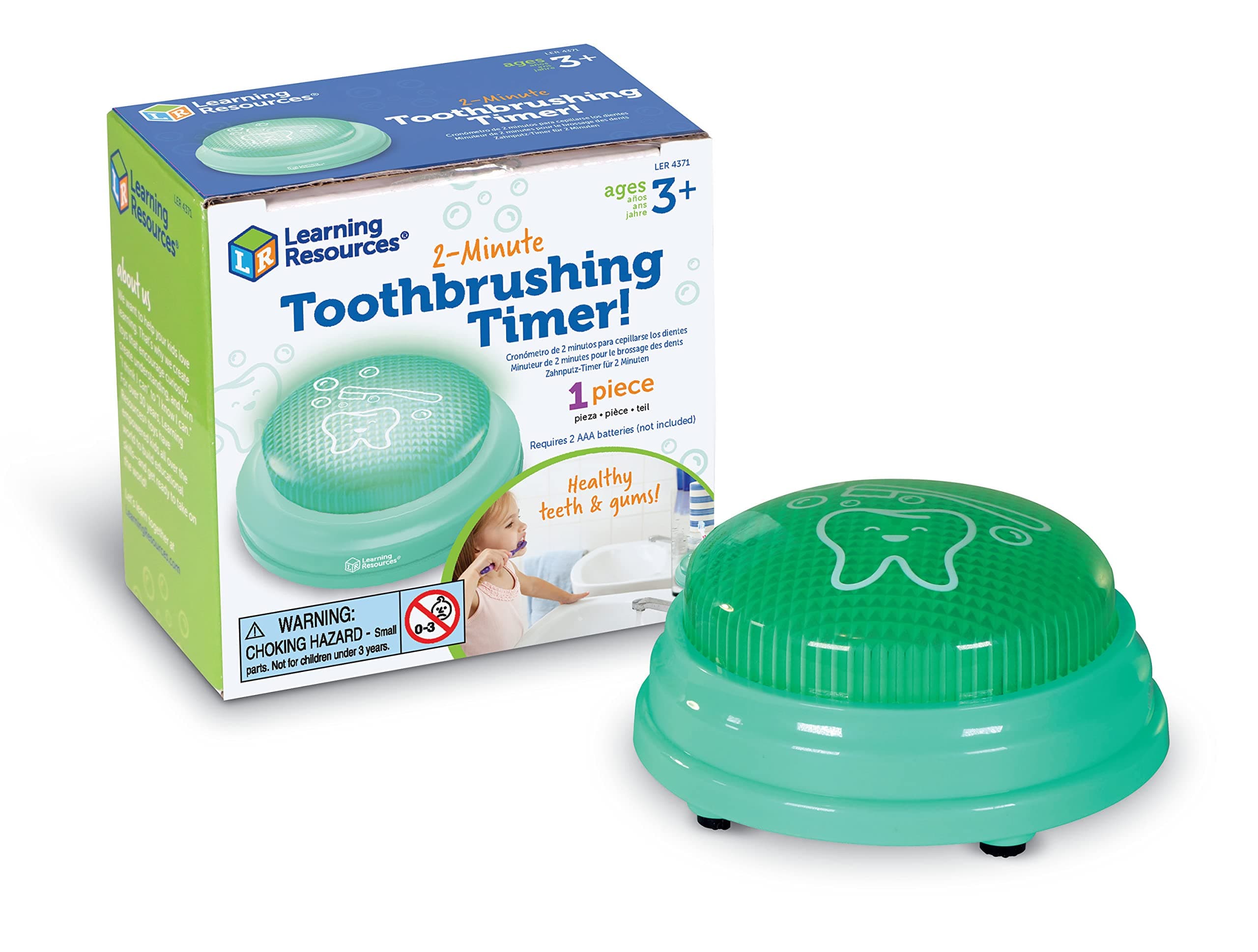 Learning Resources 2-Minute Toothbrushing Timer - 1 Piece, Age 3+, Kids Dental Health, Toddler Toothbrush for Boys and Girls