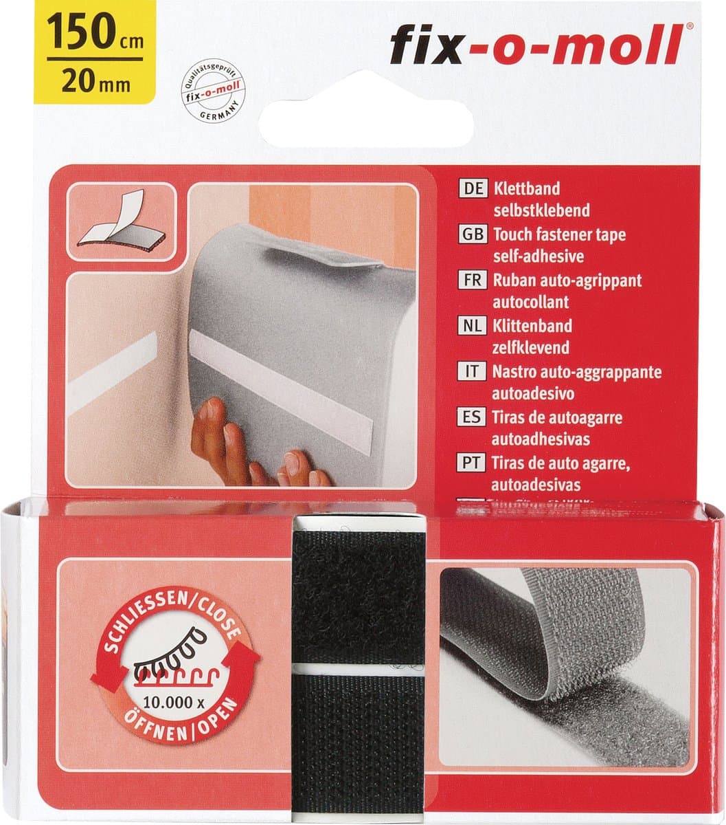 Klettband sw 150cm 20mm 20mm