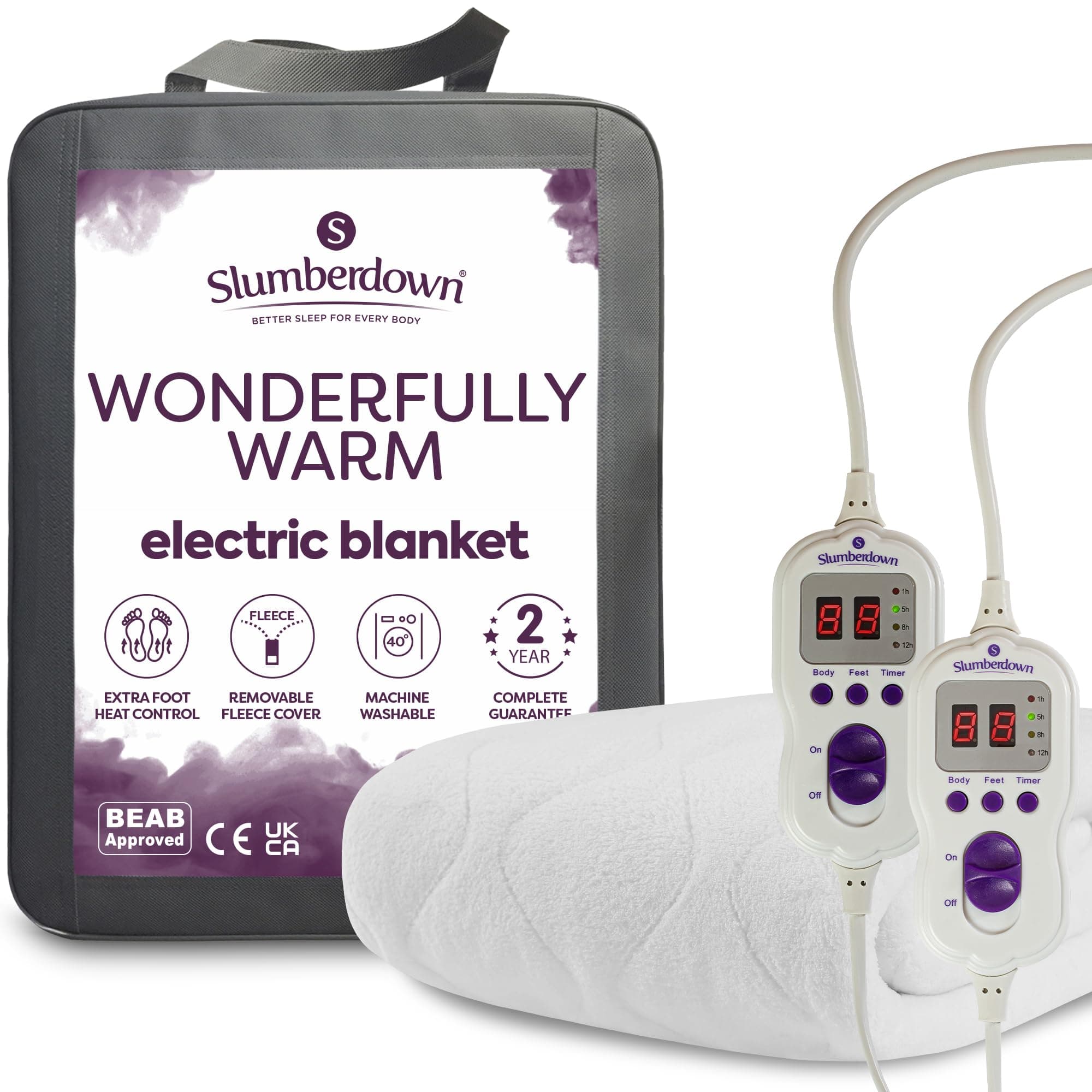 Slumberdown Wonderfully Warm Multi Zone Super King Electric Blanket With 9 Heat Settings And Timer Electric Blanket Super King Bed
