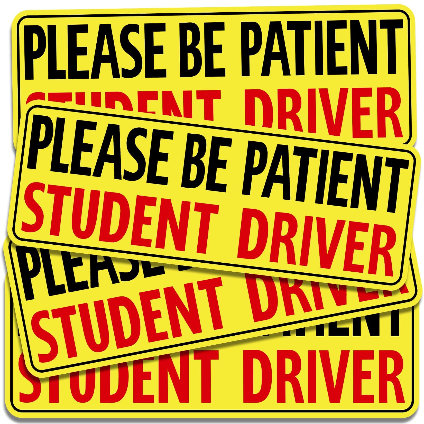 PSLER Student Driver Magnet for Car, be Patient Student Driver Magnet Boys and Girls New Student Driver Sticker Safety Warning Reflective Signs Reusable Movable 4 Pcs