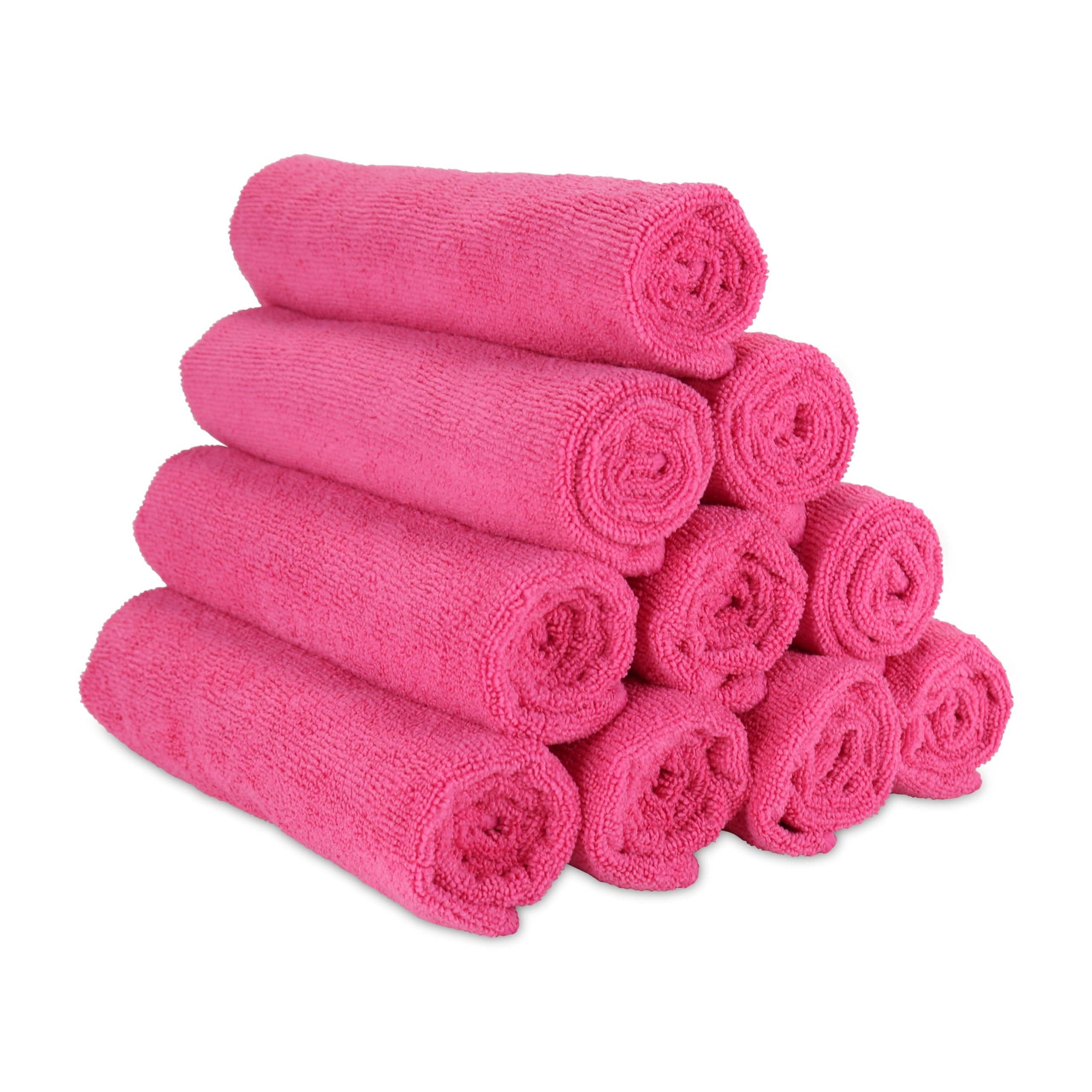 Arkwright Microfiber Gym Towel - Pack of 12 - Super Soft, Quick Dry Workout Sweat Towels, 300 GSM Lightweight & Absorbent for Sports, Working Out, Yoga, and Spa, 16 x 27 in, Hot Pink