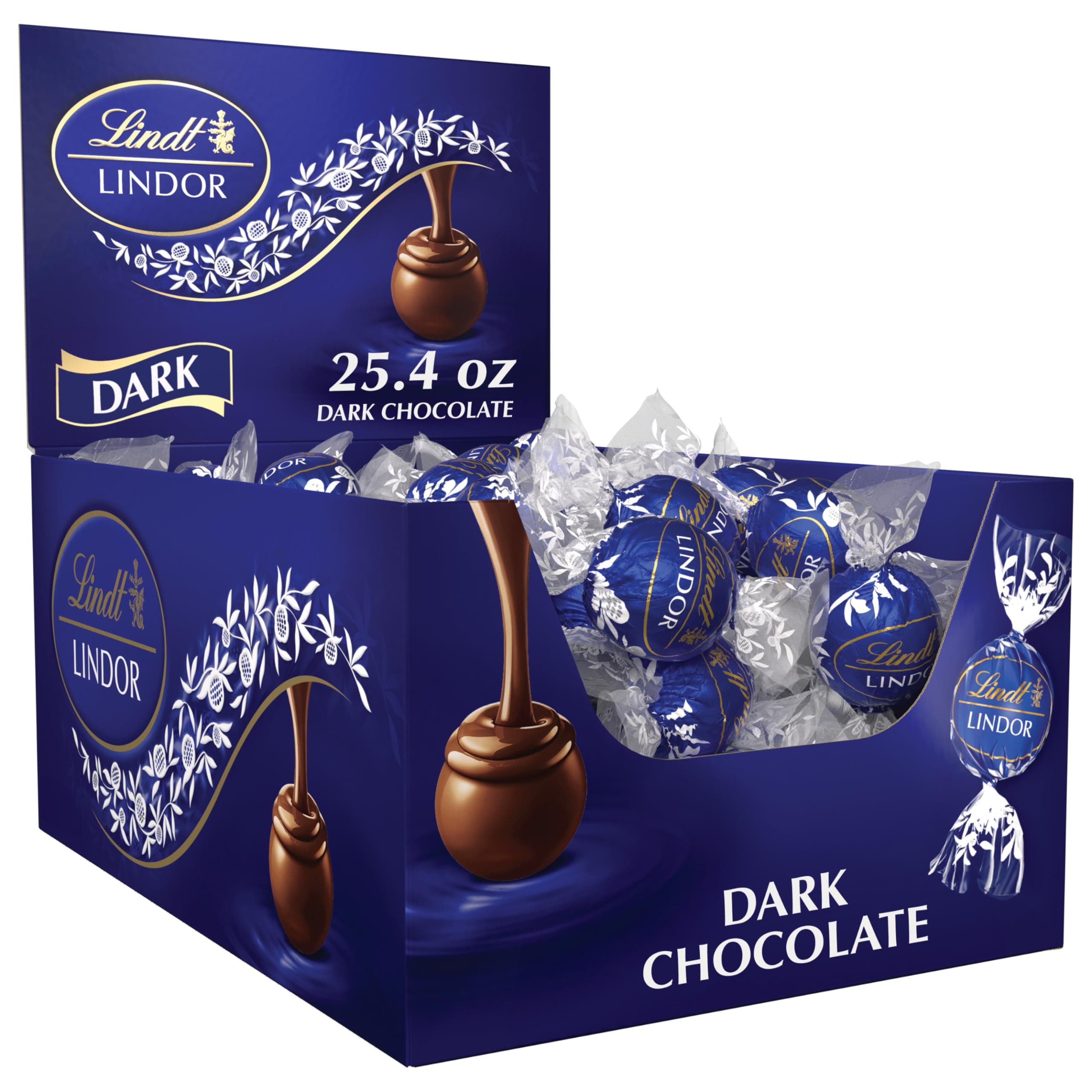 LINDOR Dark Chocolate Truffles, Kosher, 60 Count Box,
