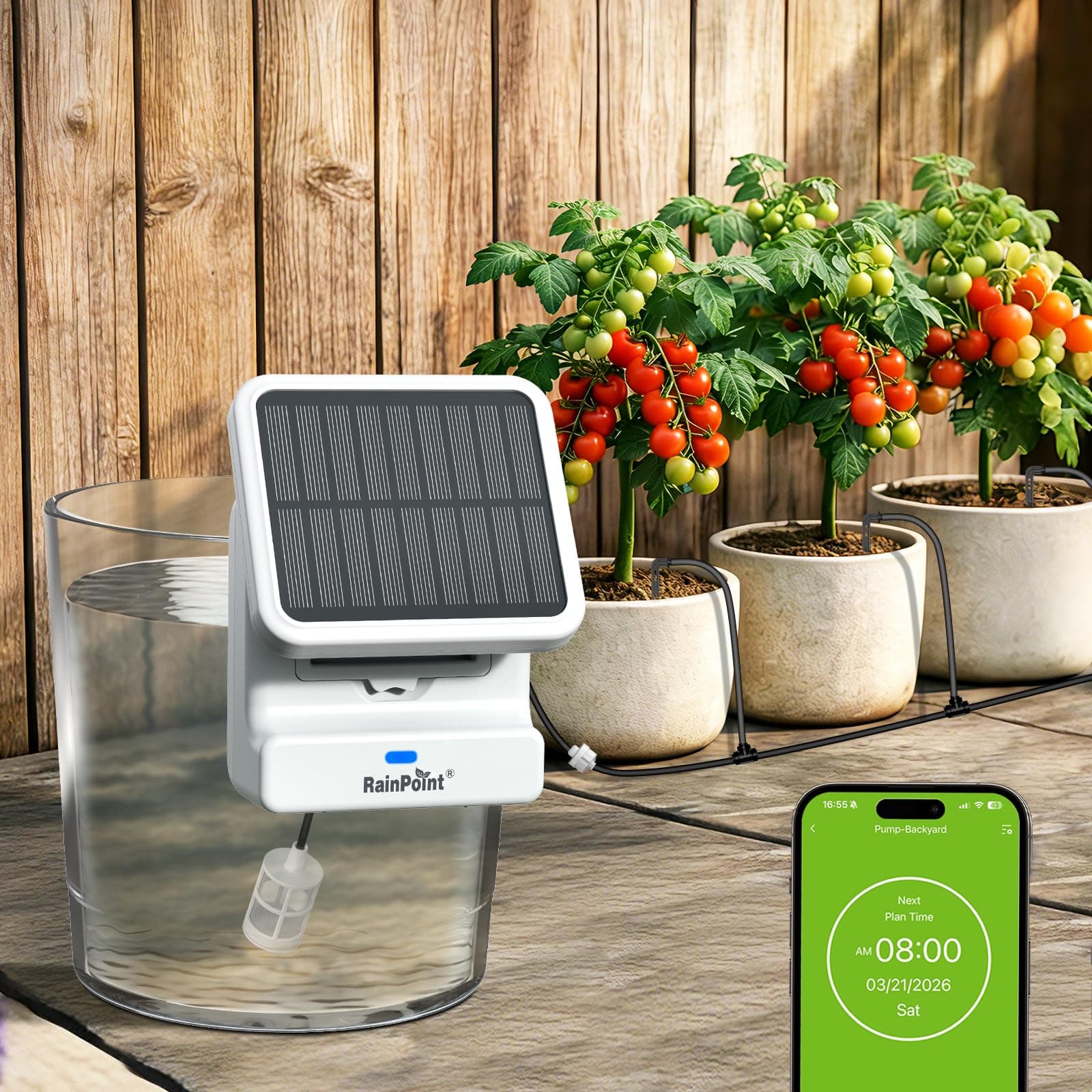 Smart WiFi Solar Automatic Plant Watering System for House Potted Plants, Up to 20 Plants Expert Dripline Layouts Vacation Self Watering Drip Irrigation Pump Device Kit Indoor/Outdoor Garden