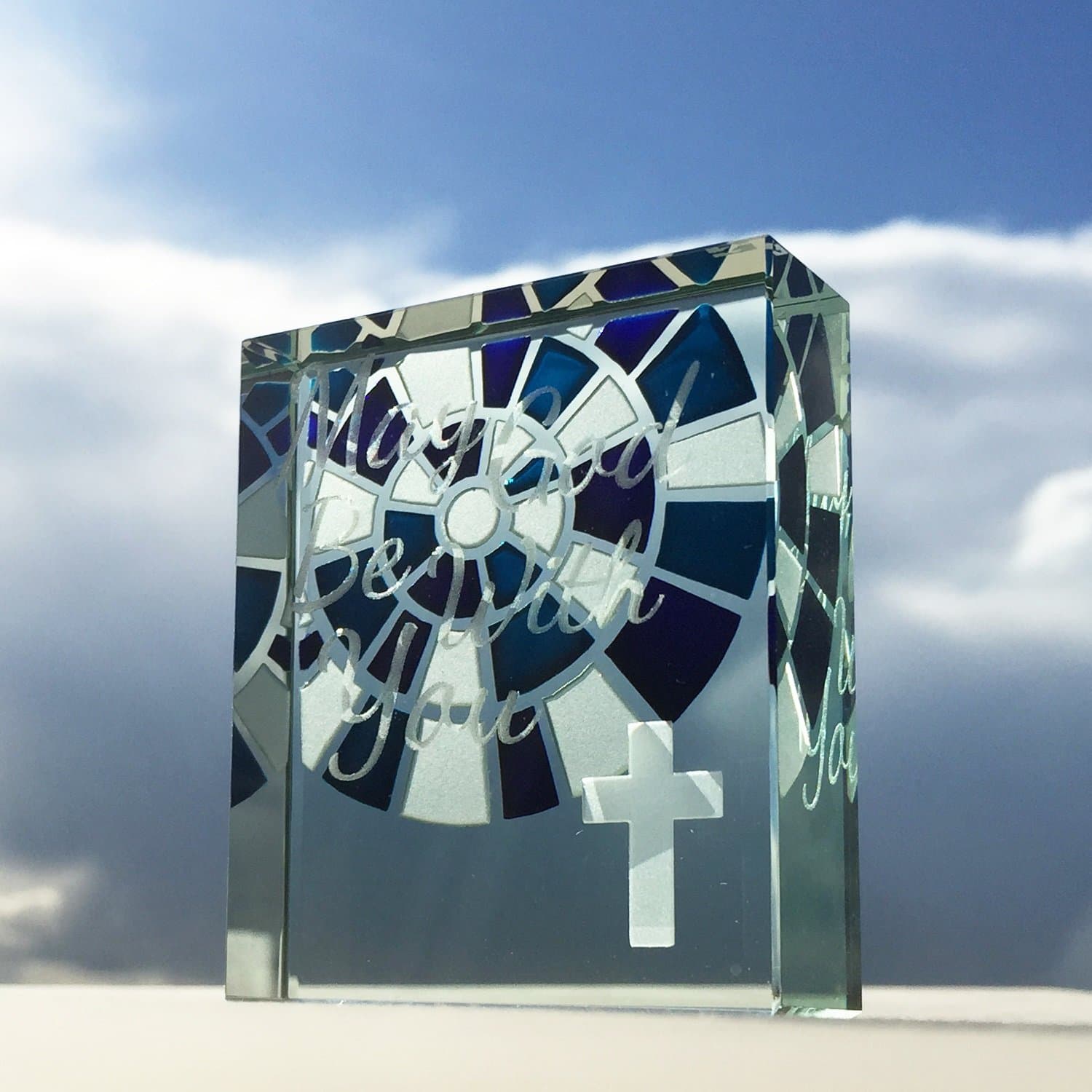 Spaceform Glass Token- Cross Stained Glass Window