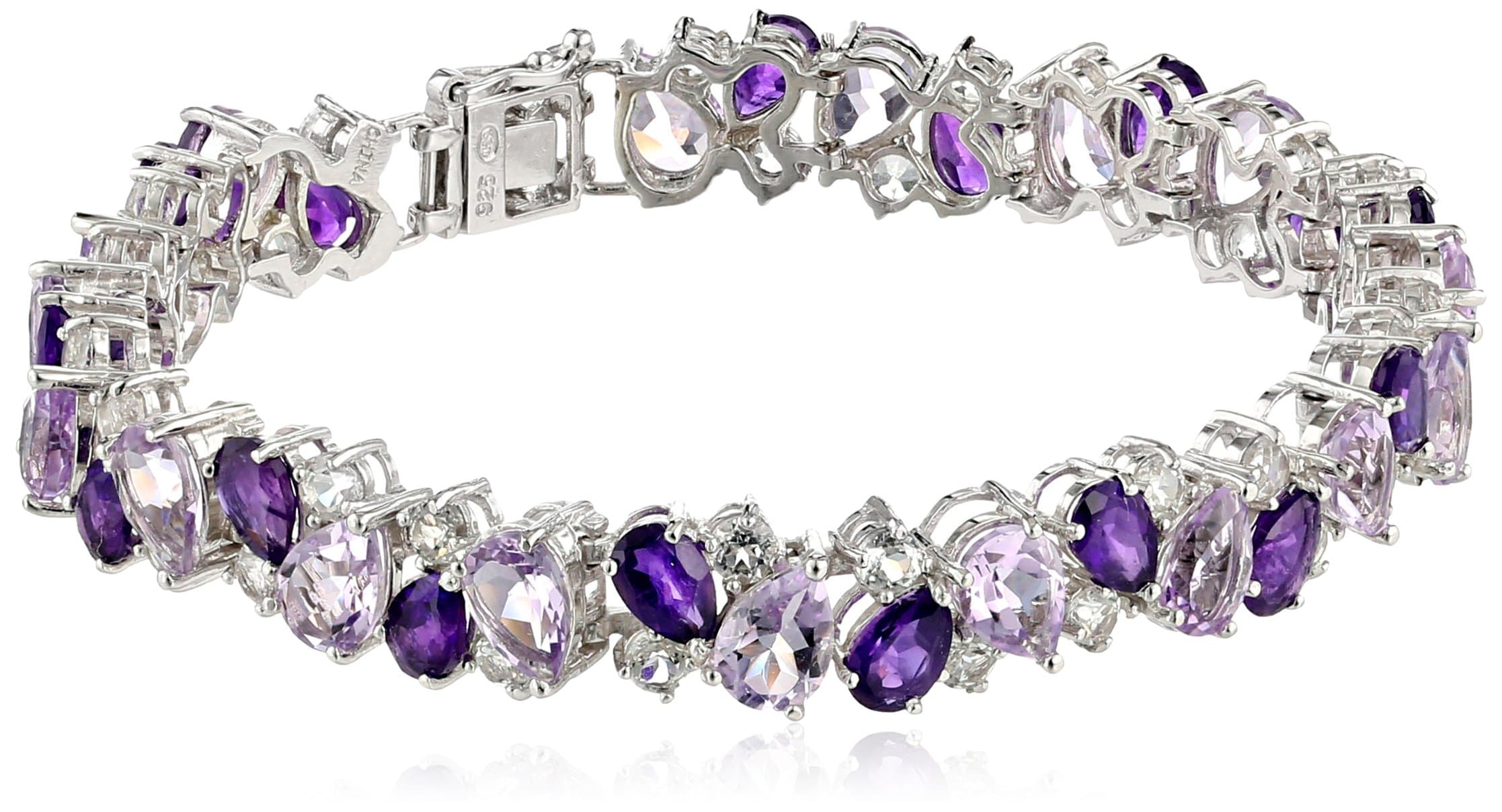 Sterling Silver Created Gemstones Bracelet, 7.25" (previously Amazon Collection)