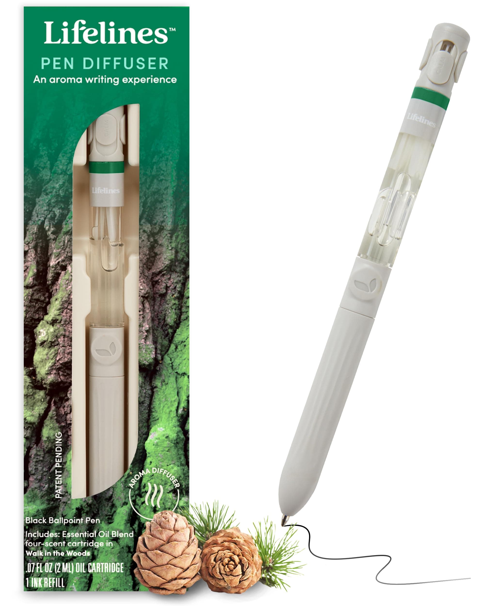 Pen Diffuser, Walk in the Woods - 1mm Black Ballpoint Pen with Scented Essential Oil Blends – Aromatherapy Diffuser & Sensory Immersion Diffuse Aroma As You Write