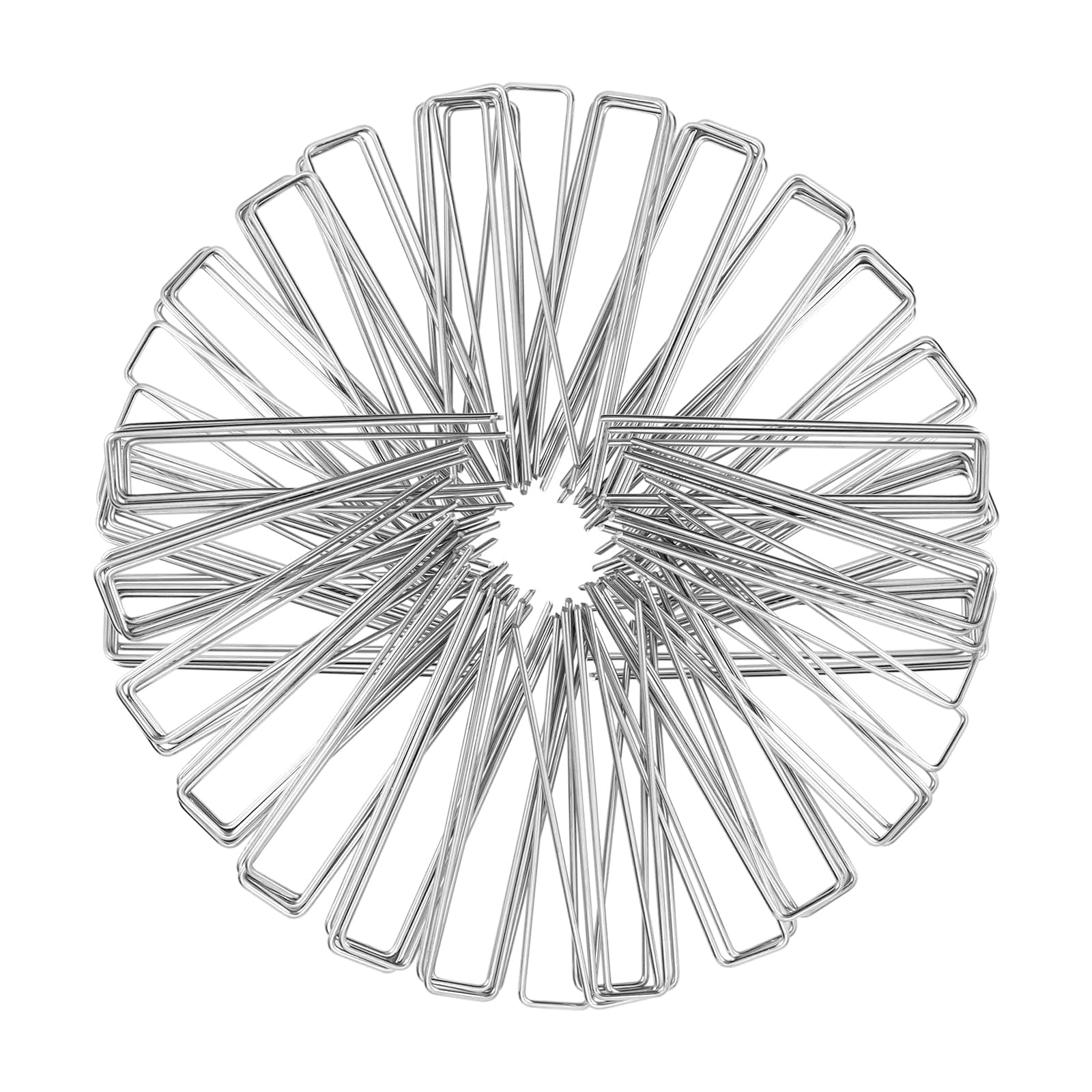 BEEWAY Weed Control Membrane Pegs, 100 Pack 6"/150mm Garden Pegs for Weed Membrane, U-Shaped Ground Stakes for Securing Lawn, Artificial Grass, Netting, Tent - Galvanized Landscape Staples