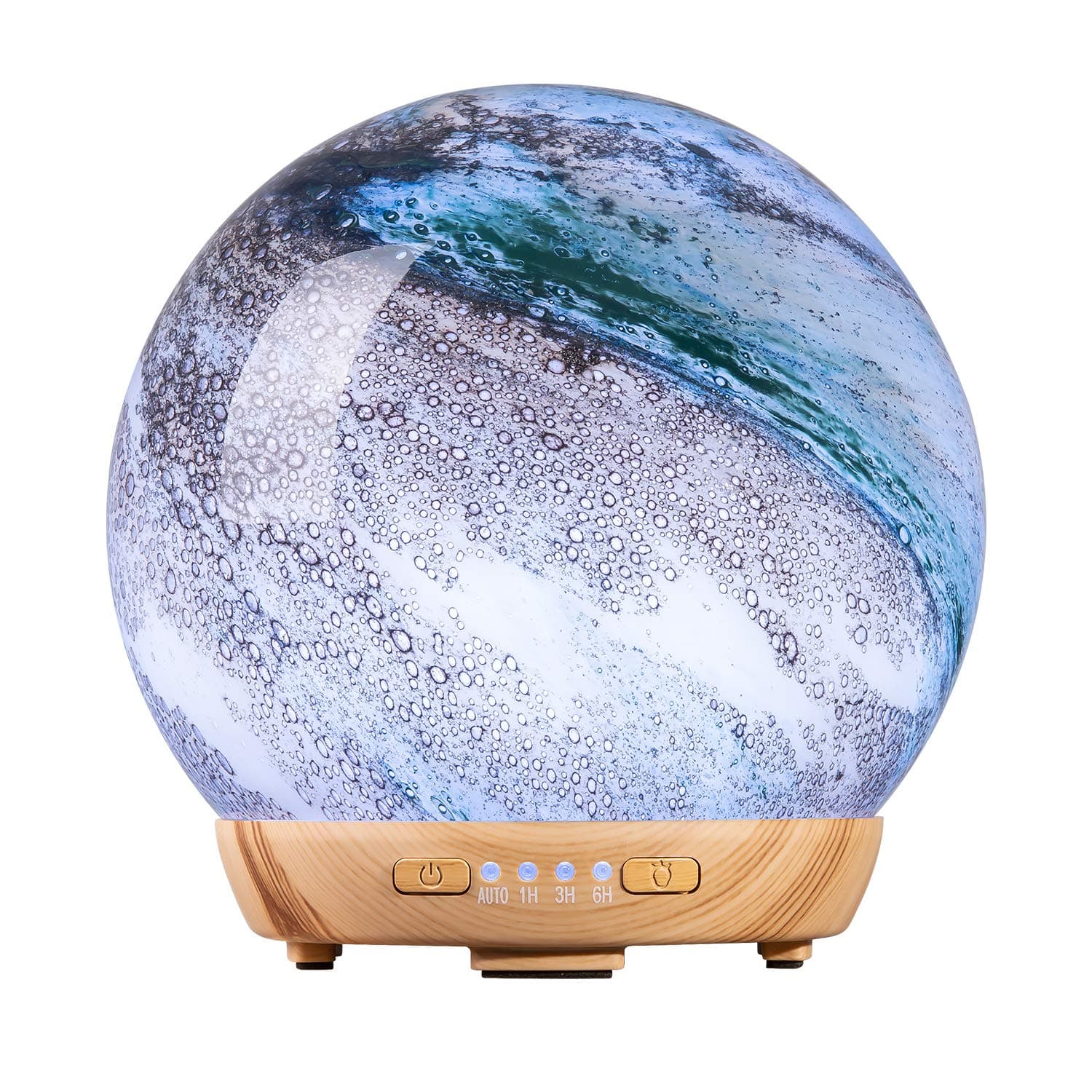 COOSA Moon Essential Oil Diffuser, Glass Cool Mist Humidifier with 4 Timer,2 LED Colors and Waterless Auto Shut-Off Settings for Baby Home Office (250ml)