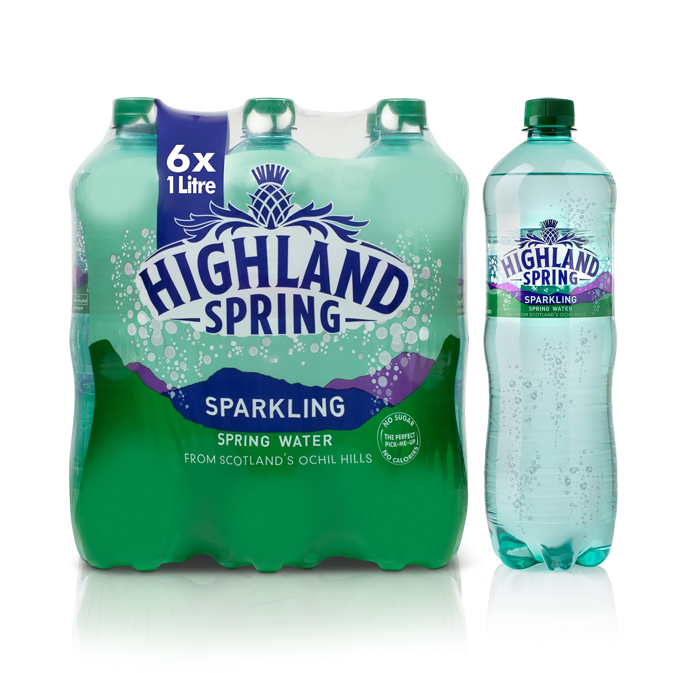 Highland Spring Sparkling Water, 1 l, Pack of 6