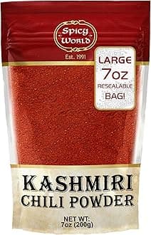 Spicy World Kashmiri Chili Powder Red 7 Ounce Resealable bag | All Natural Low Heat, Chili Powder - Red Pepper Powder