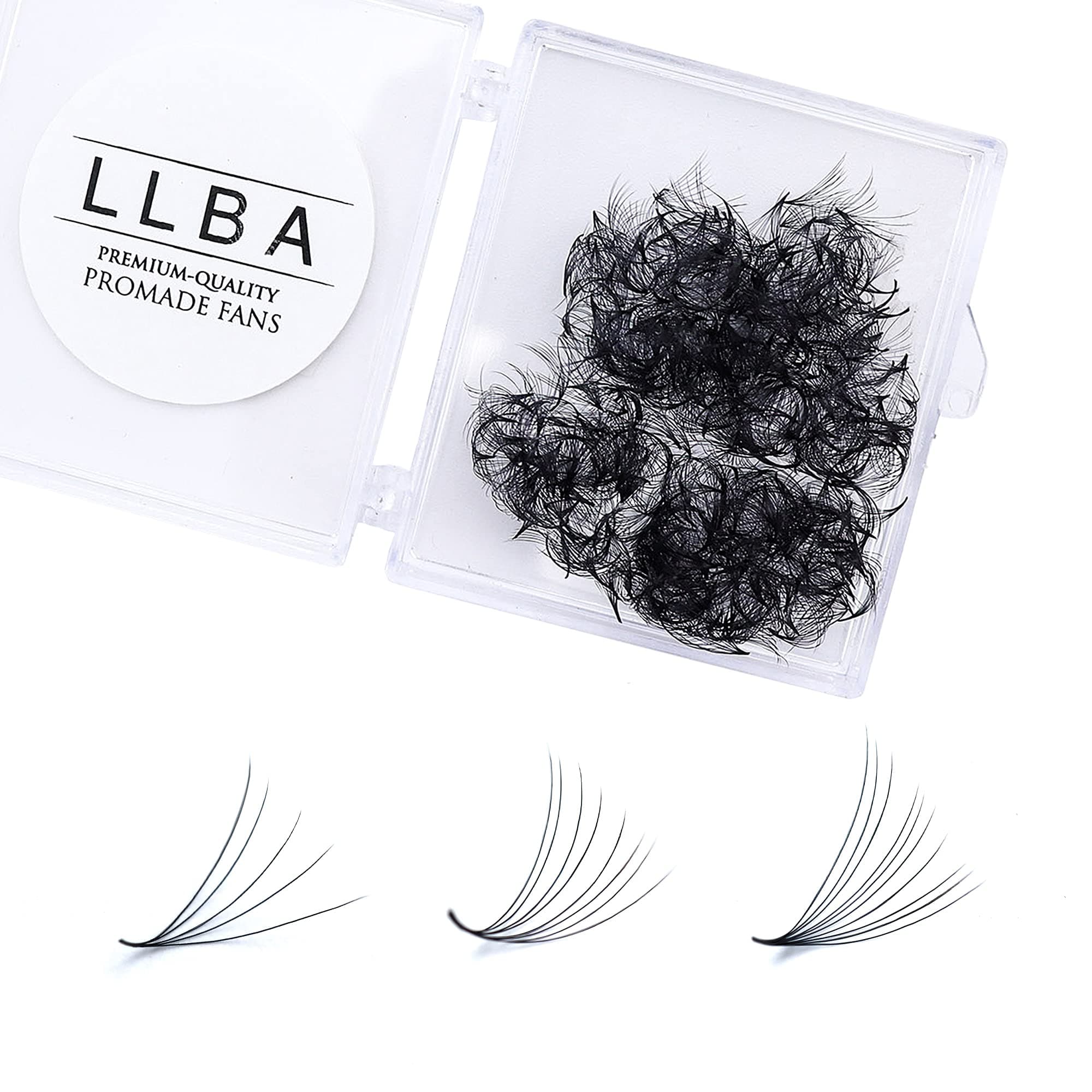 LLBAPromade Fans | Handmade Volume Eyelashes | Multi Selections From 3D To 16D | C CC D DD L M Curl | Thickness 0.03 ~ 0.1 mm | 8 - 20mm Length | Long Lasting | Easy Application (4D-0.1 D 14 mm)