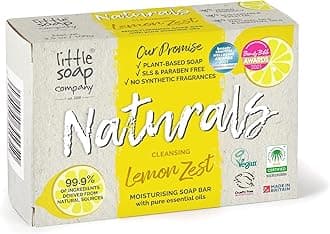 Little Soap Company Natural Range - Lemon Zest Soap Bar, 100g | Vegan, Cruelty Free & Antibacterial, No SLS or Parabens | Eco Friendly Body, Face & Hand Soap with Cleansing Lemon Essential Oils