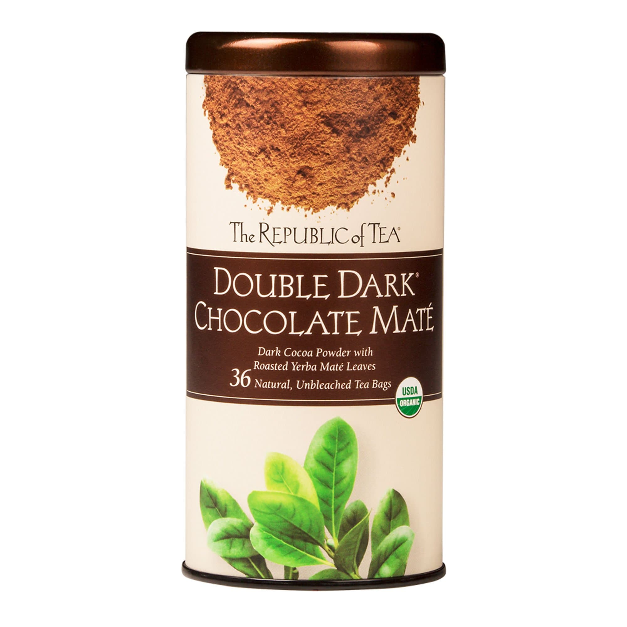 The Republic of Tea – Organic Double Dark Chocolate Maté, Naturally Caffeinated Yerba Maté, Steeps 36 Cups