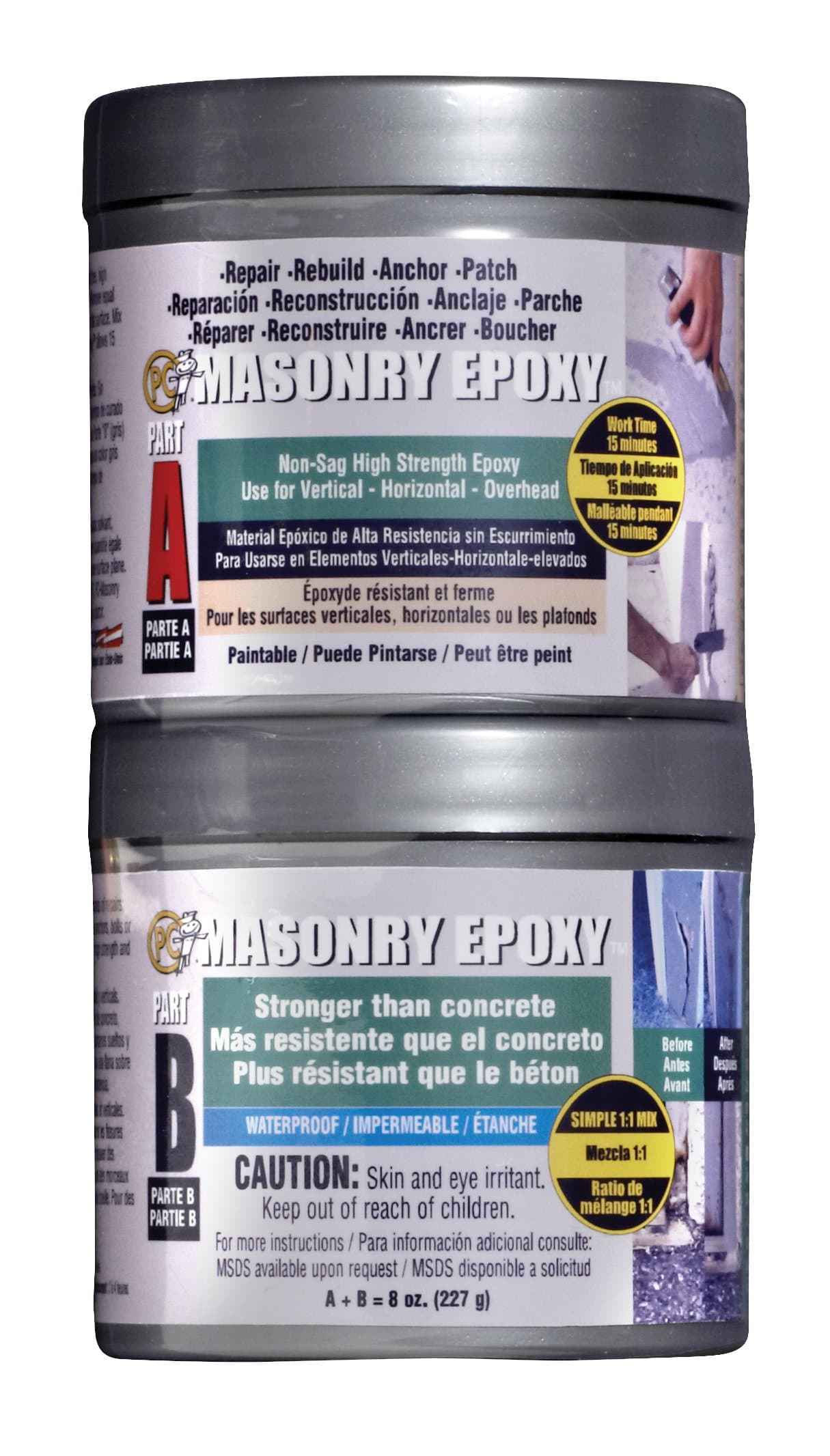 PC Products PC-Masonry Two-Part Masonry Repair Epoxy Adhesive Paste, Gray