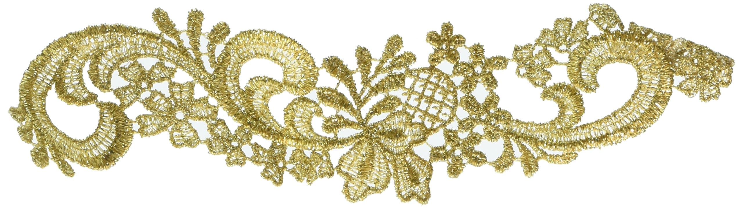 Venise Lace Applique Metallic Gold Collar 2ps