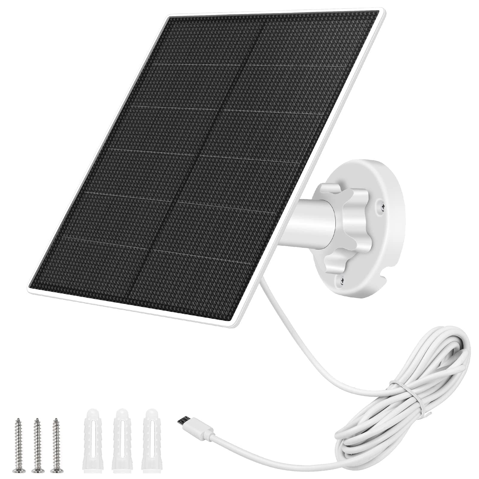 Excefore Solar Panel Charger For Security Cameras,5W Usb Dc 5V Camera,Micro & Usb-C Port Panel,Ip65 Waterproof, 360° Adjustable Mounting