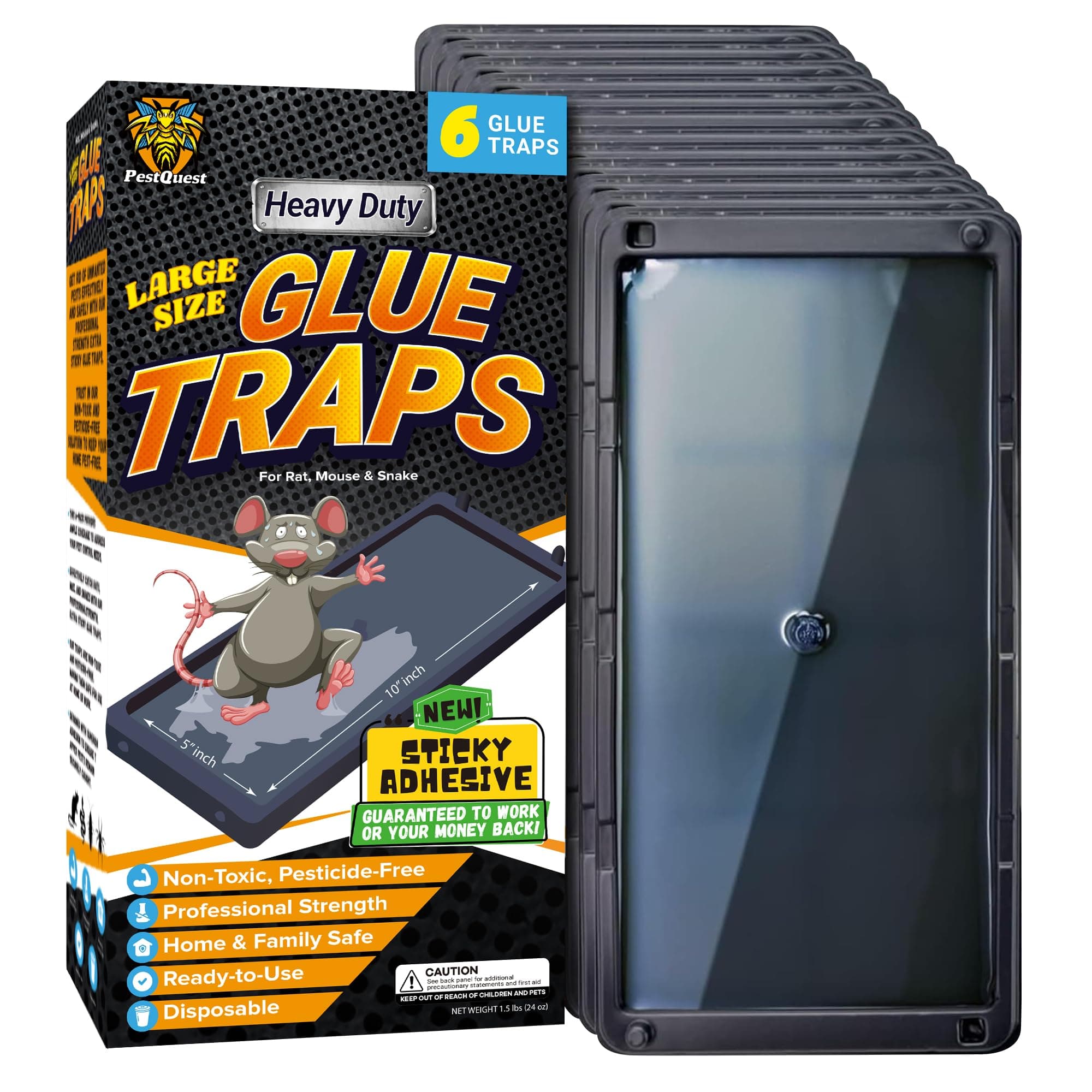 Glue Mouse Traps Indoor for Home (6 Pack), Large Glue Traps for Mice and Rats, Pre-Baited Peanut Scent Sticky Rat Traps for Inside House, Snake, Lizard, Insect & Spiders, Pet & Family Safe