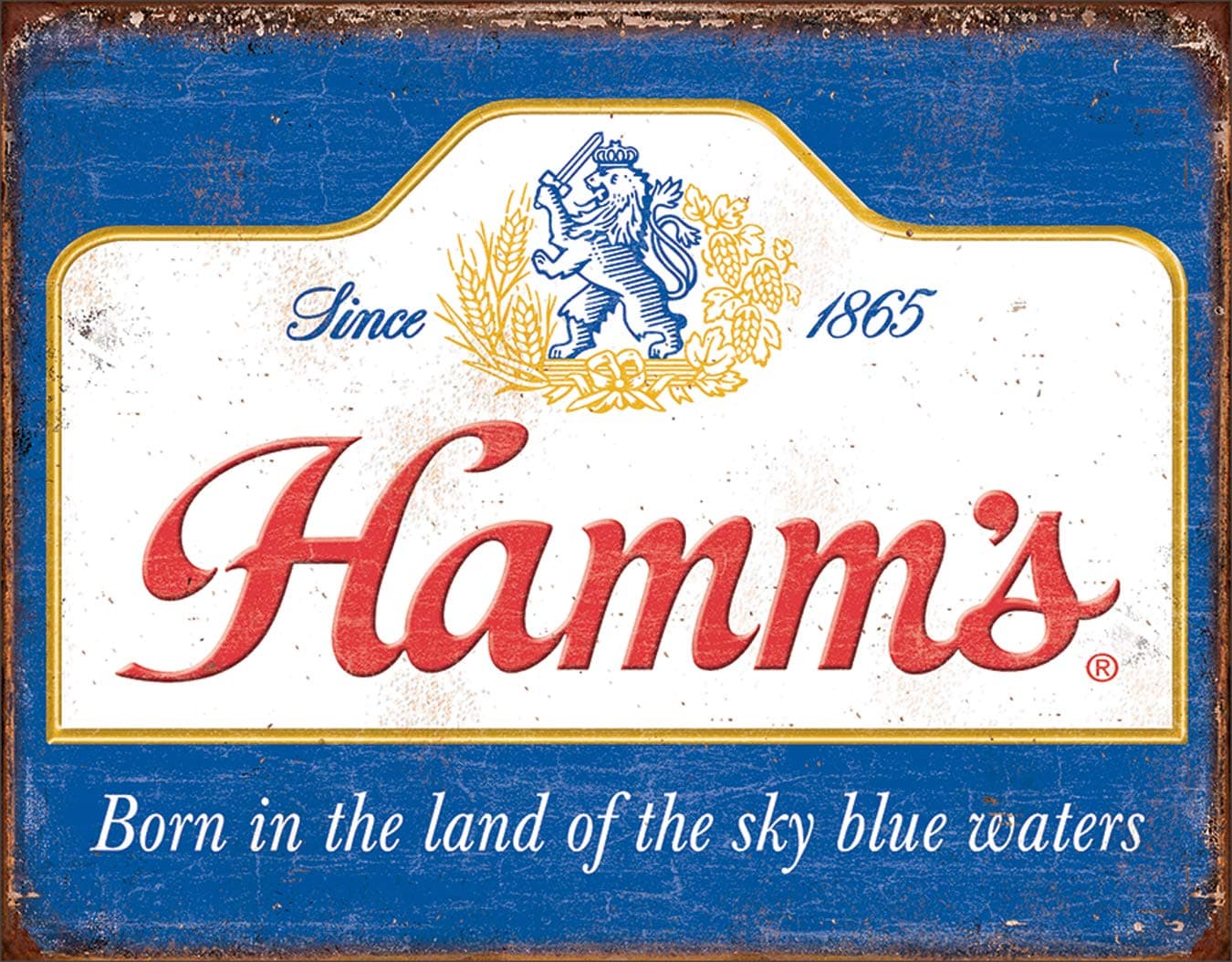 Desperate Enterprises(Hamm's - Sky Blue Waters) - Hamm's Beer - Sky Blue Waters Tin Sign, 41cm W x 32cm H