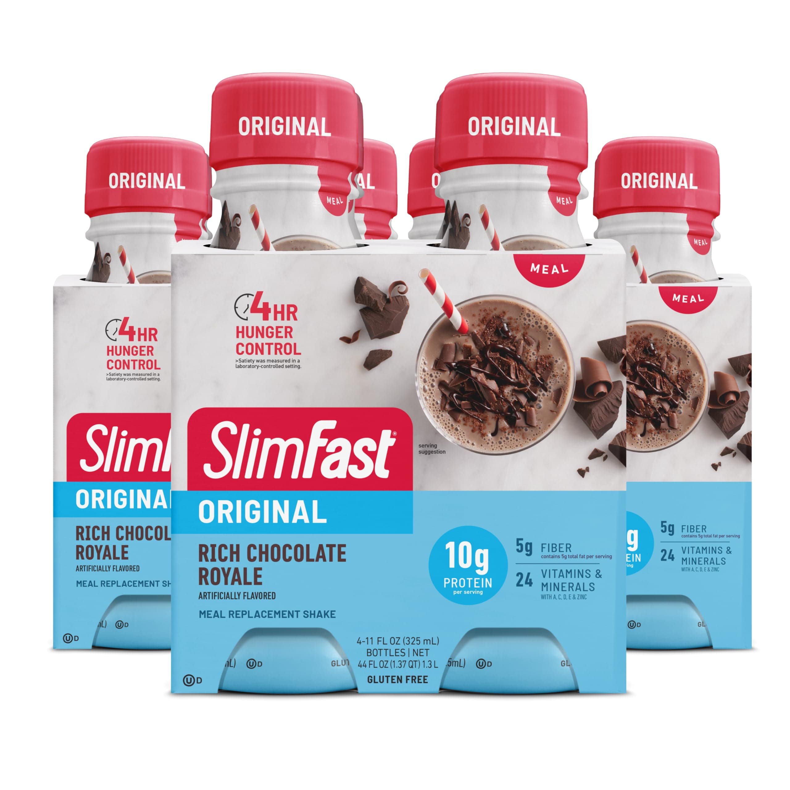 SlimFast Meal Replacement Shake, Original Rich Chocolate Royale, 10g of Ready to Drink Protein for Weight Loss, 11 Fl. Oz Bottle, 4 Count (Pack of 3) (Packaging May Vary)