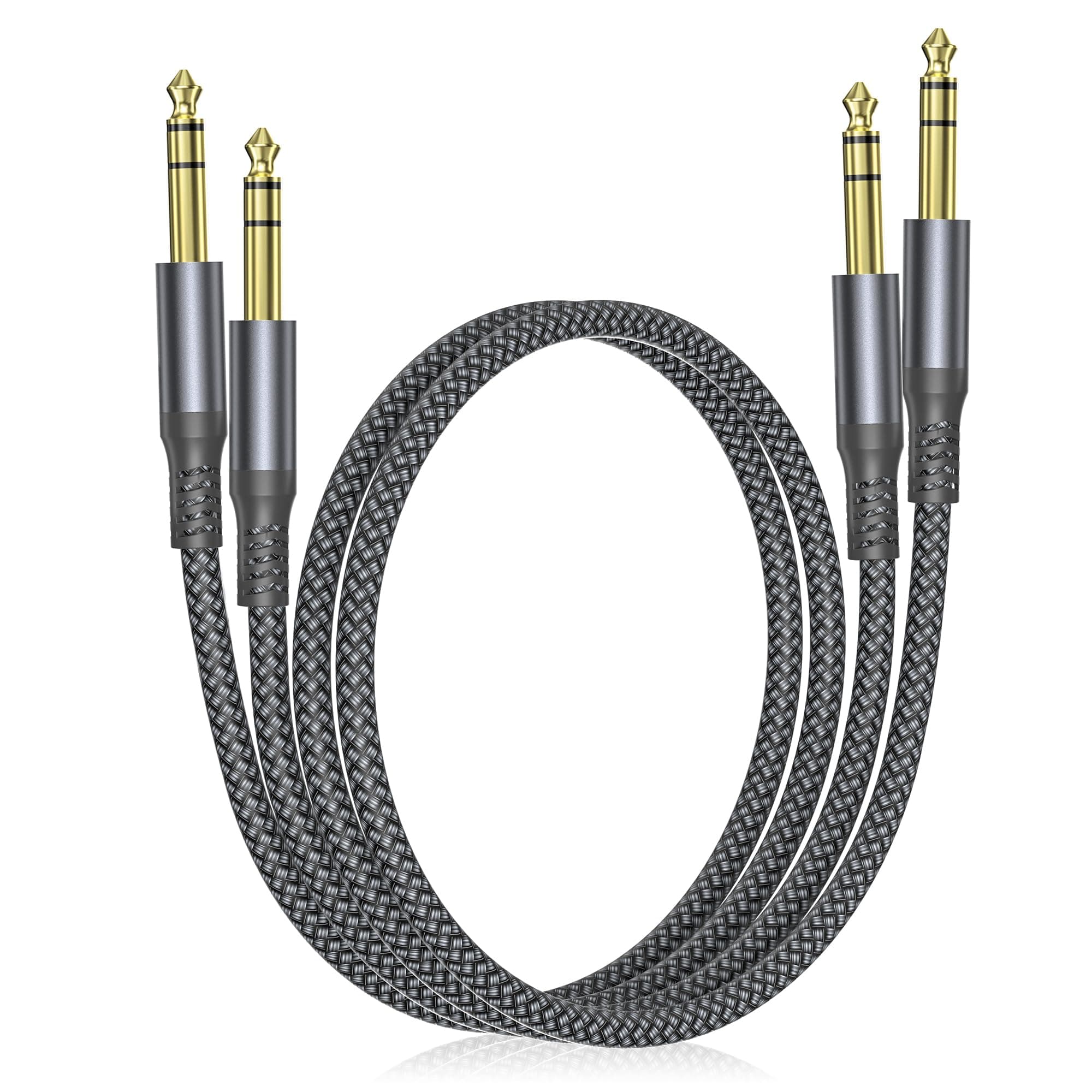 Elebase 1/4 Inch TRS Instrument Cable 1M 2-Pack,Straight 6.35mm Male Jack Stereo Audio Interconnect Cord,6.35 mm Balanced Line for Electric Guitar,Bass,Keyboard,Mixer,Amplifier,Amp,Speaker,Equalizer