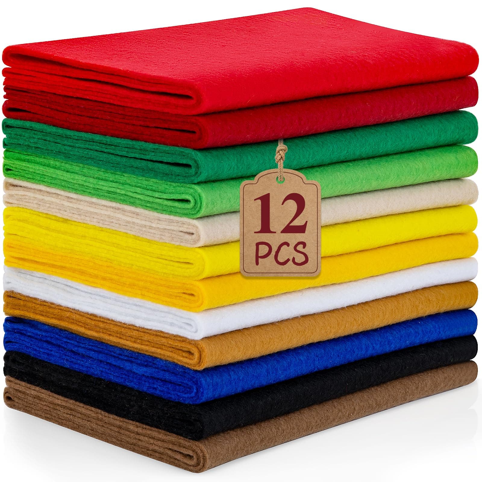 12 Rolls 8"x35"(20.5x90cm) 1.4mm Thick Soft Felt Fabric Sheet 12 Assorted Colors Felt Pack for DIY Craft Sewing Squares Nonwoven Patchwork