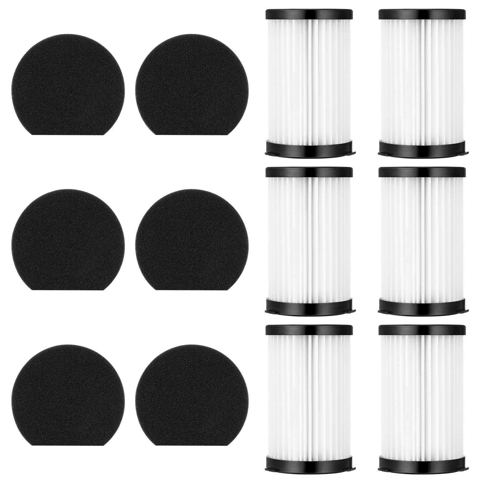 Cabiclean Replacement HEPA Filter Compatible for MOOSOO D600 / D601 and iwoly V600 Corded Vacuum Cleaner （6 HEPA Filters & 6 Sponge）