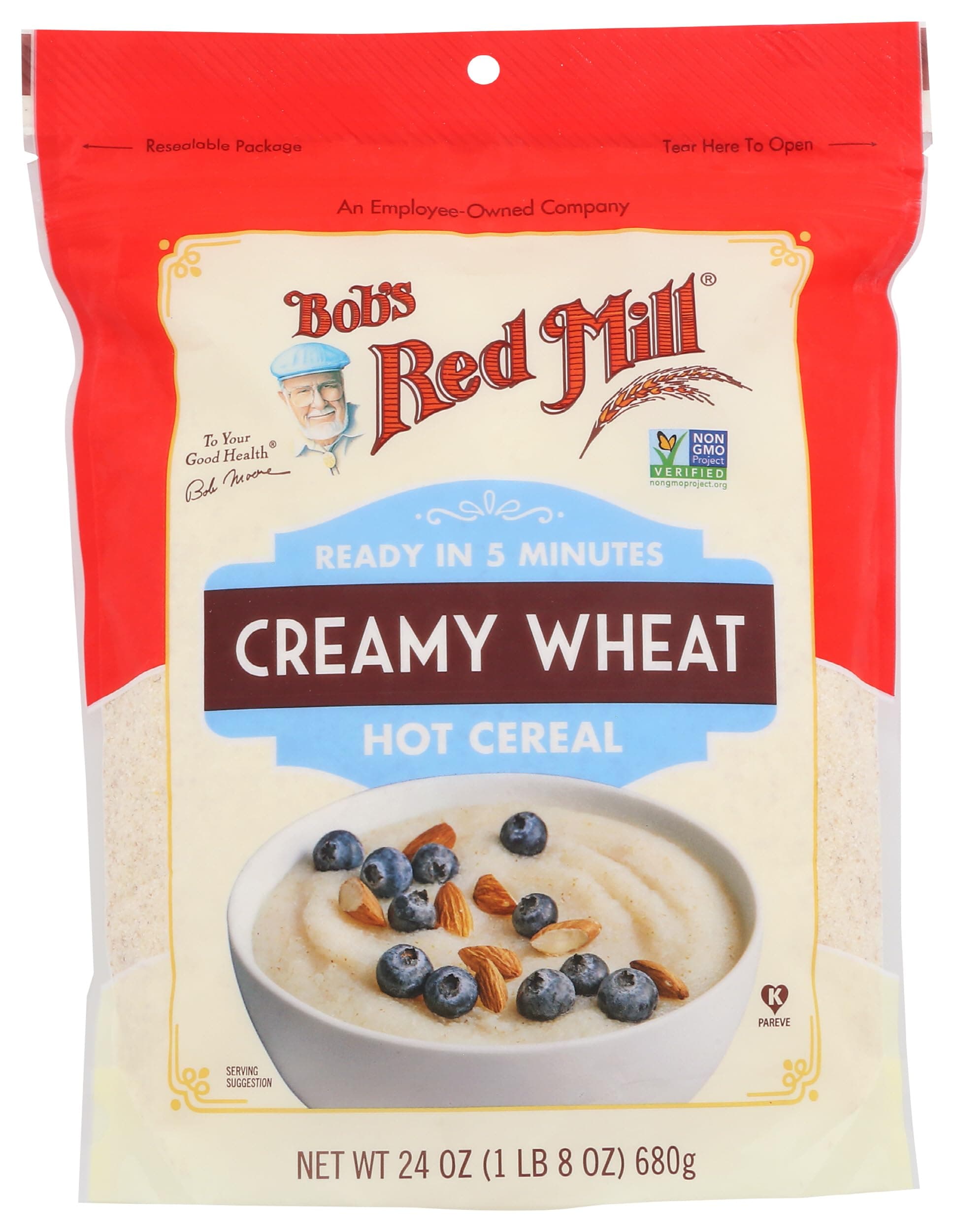 Creamy Wheat Hot Cereal, 24oz (Pack of 1) - Vegan, Kosher