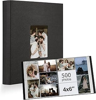 Photo Album 4x6 500 Pockets 1pc, Large Capacity Photo Book Album with Front Window, Picture Album for Family Wedding Anniversary Baby Travel, Black