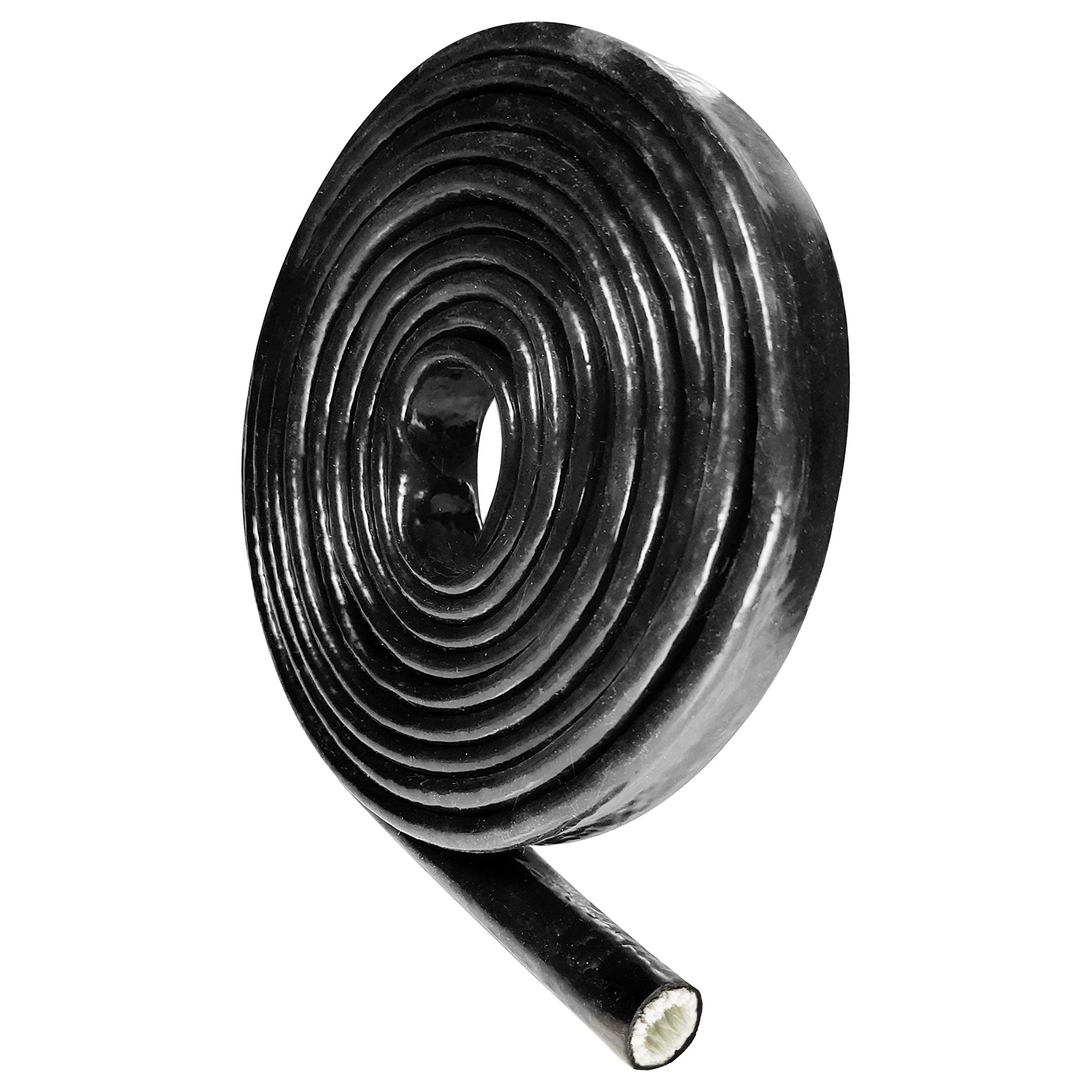 1" ID Heat Shielded Fire Thermo Armor Fire Sleeve Silicone Coated Fiberglass for Hose Lines & Electrical Wiring Black, 5 feet