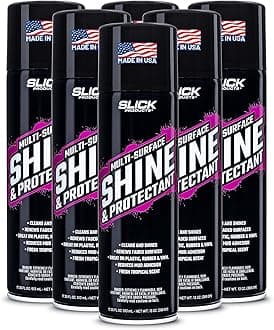 Slick Products Shine & Protectant Spray Coating Designed to Renew, Shine, and Protect a Variety of Surfaces Including Plastic, Vinyl, Rubber, Fiberglass and More