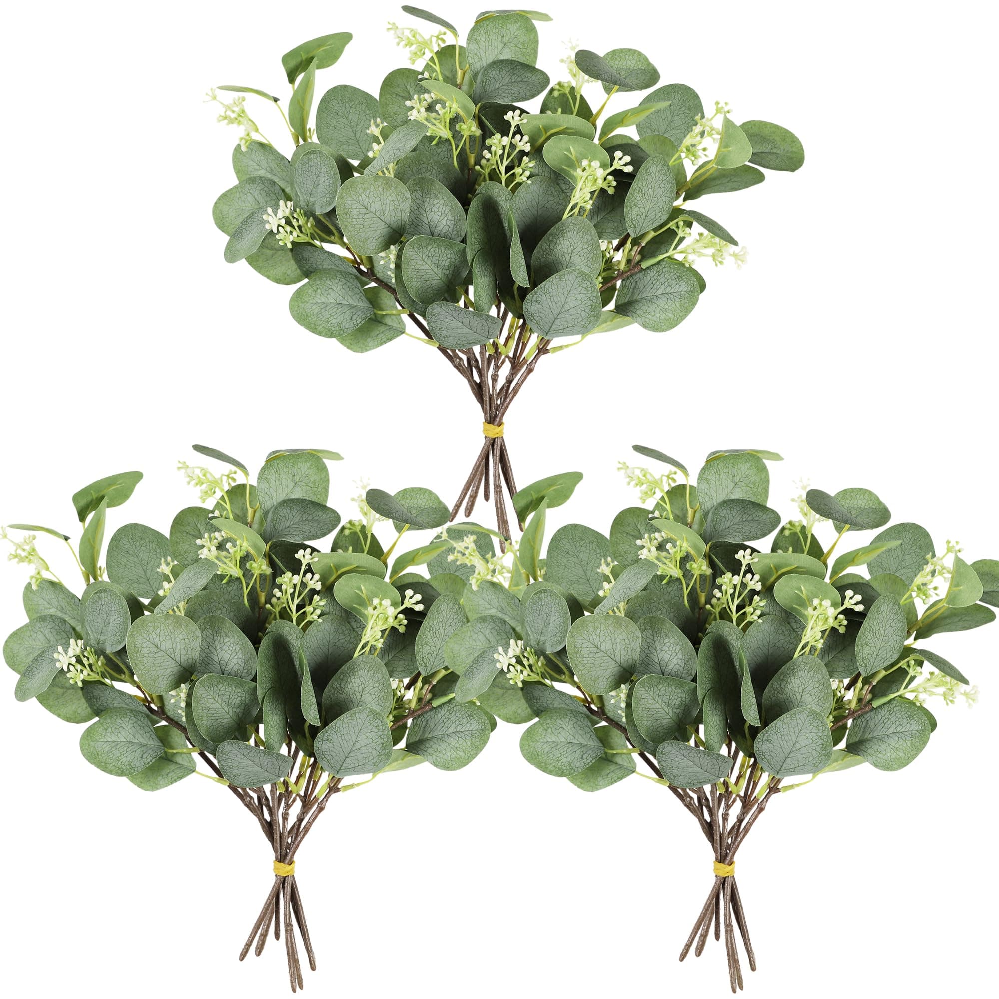 Homcomodar Artificial Eucalyptus Seeded Stem 12Pc Faux Greenery Leaves Branches 11.4” Silver Dollar Eucalyptus Plant Bulk for Wedding, Garden, Home, Office, Indoor Outdoor Decoration