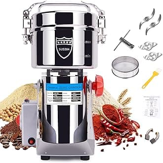 - 750g Electric Grain Mill Grinder, 304 Stainless Steel Flour Mill, 2800W High Speed Spice Grinder, Electric Grain Mill for Dry Wheat, Oats, Corn, Pepper and Coffee Beans