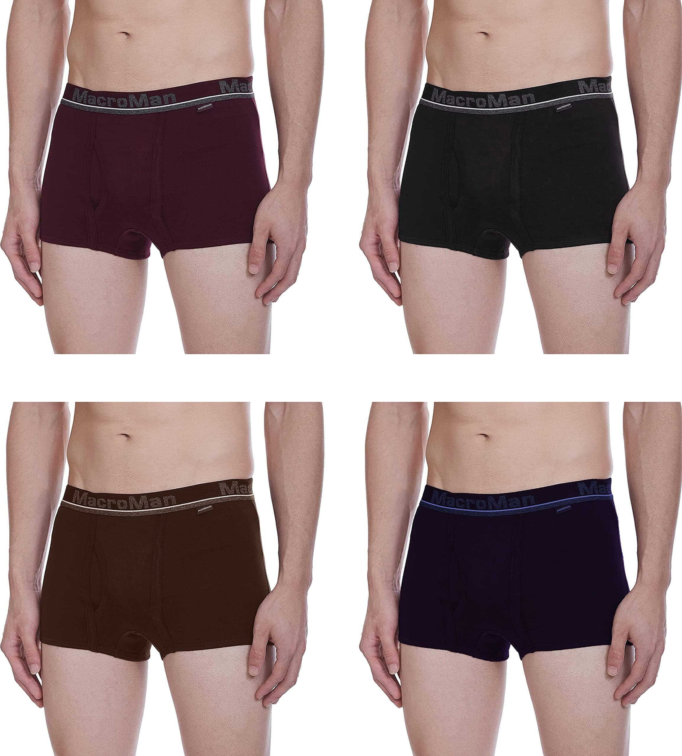 Rupa Macroman Men Mini Trunk | 100% Super Combed Cotton | Assorted | Solid Pattern | Pack of 4