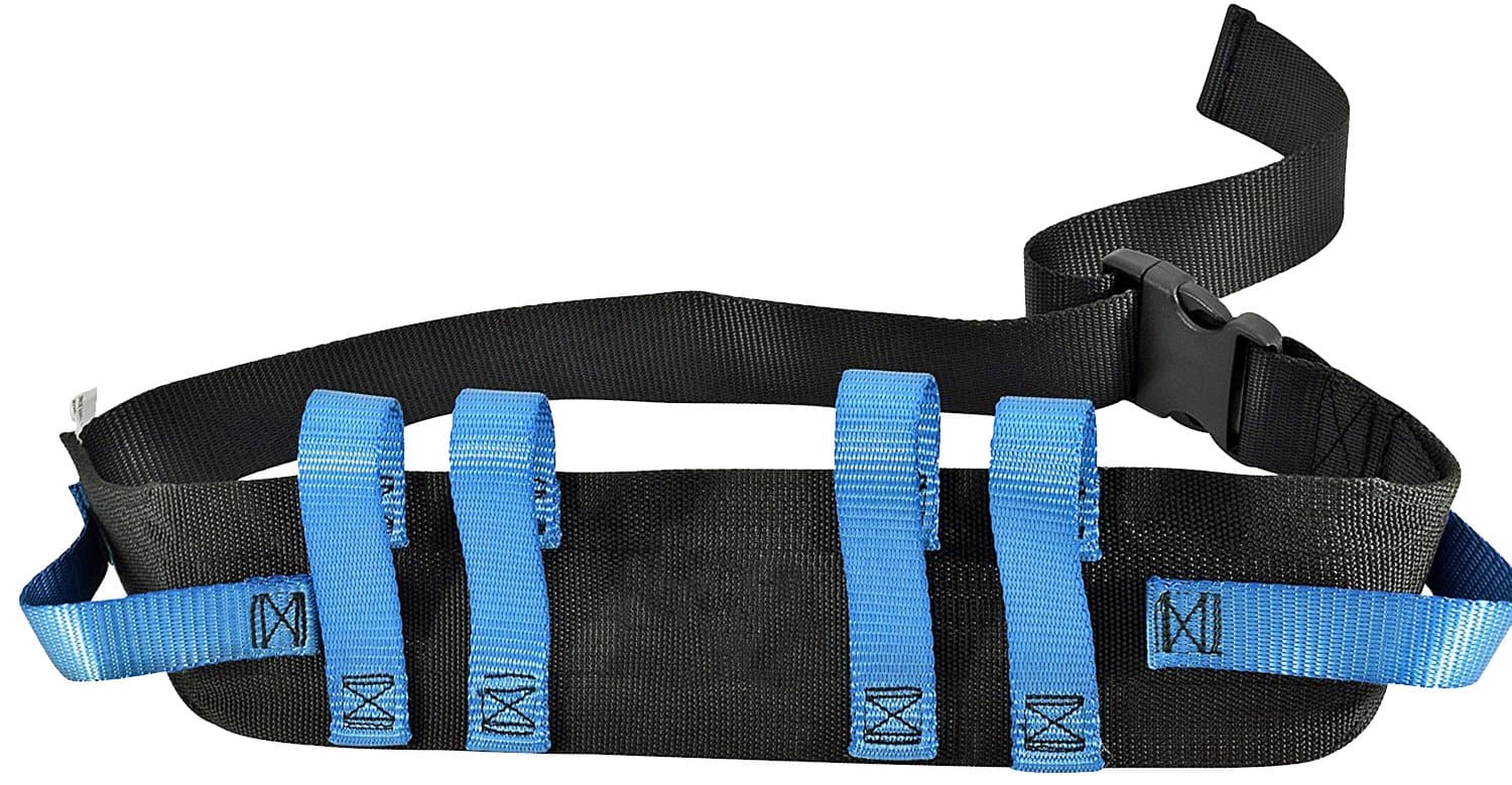 Gait Belt with Handles and Quick Release Plastic Buckle - Transfer Belts for Patient Care with 6 Secure Patient Lift Hand Grips. Suitable up to 52" Waist