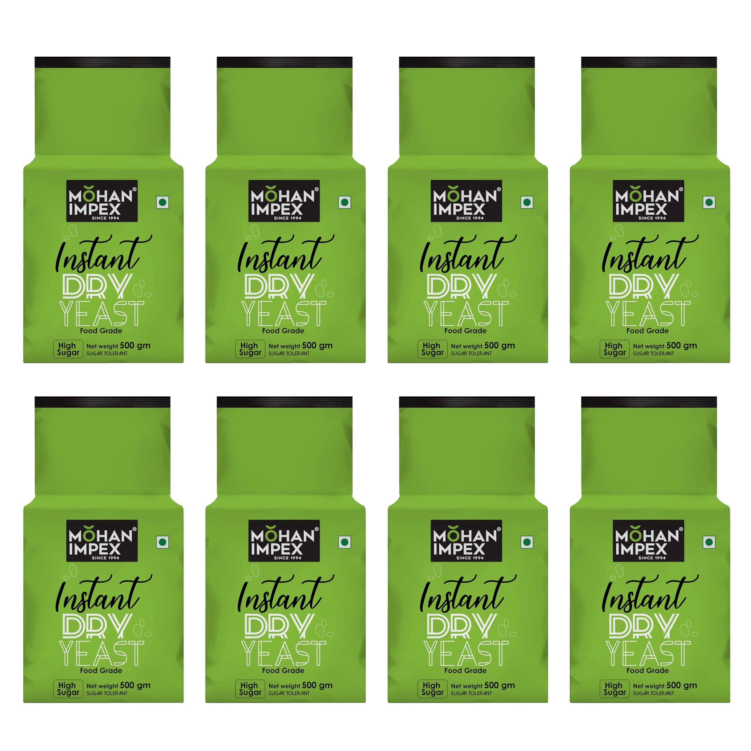Mohan Impex Instant Dry Yeast 500g [Pack of 8] | Fast-Acting Yeast for Bread, Pizza Dough & Baking | Quick Rise, Gluten-Free, Easy-to-Use Powder for Perfect Results