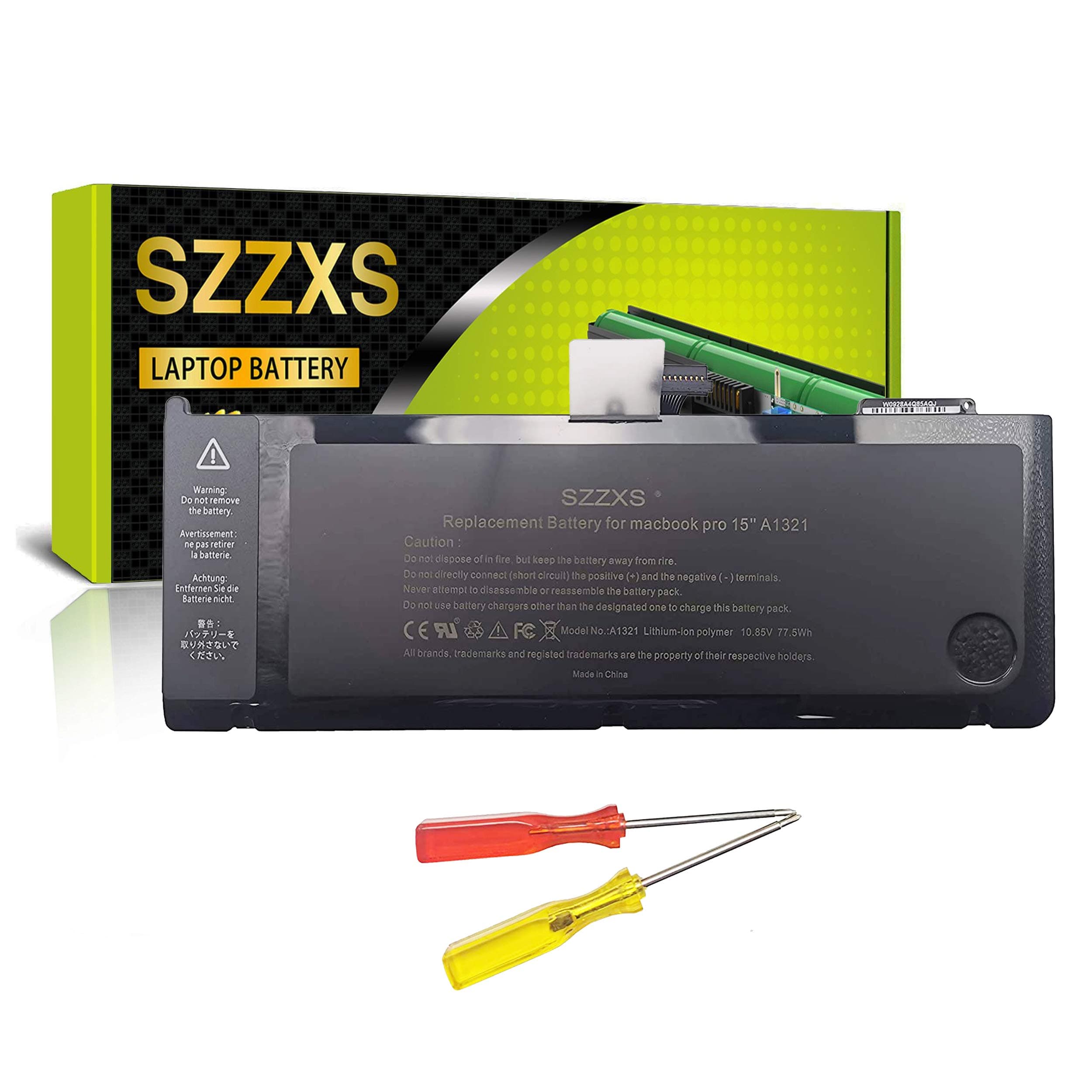 Laptop Replacement Battery A1321Compatible with MacBook Pro 15" A1286 Macbook Pro 5,3 Macbook Pro 5,4 (Mid 2009) A1286 Macbook Pro 6,2 (Mid 2010 to End 2010 Version) – 10.95V 77.5Wh