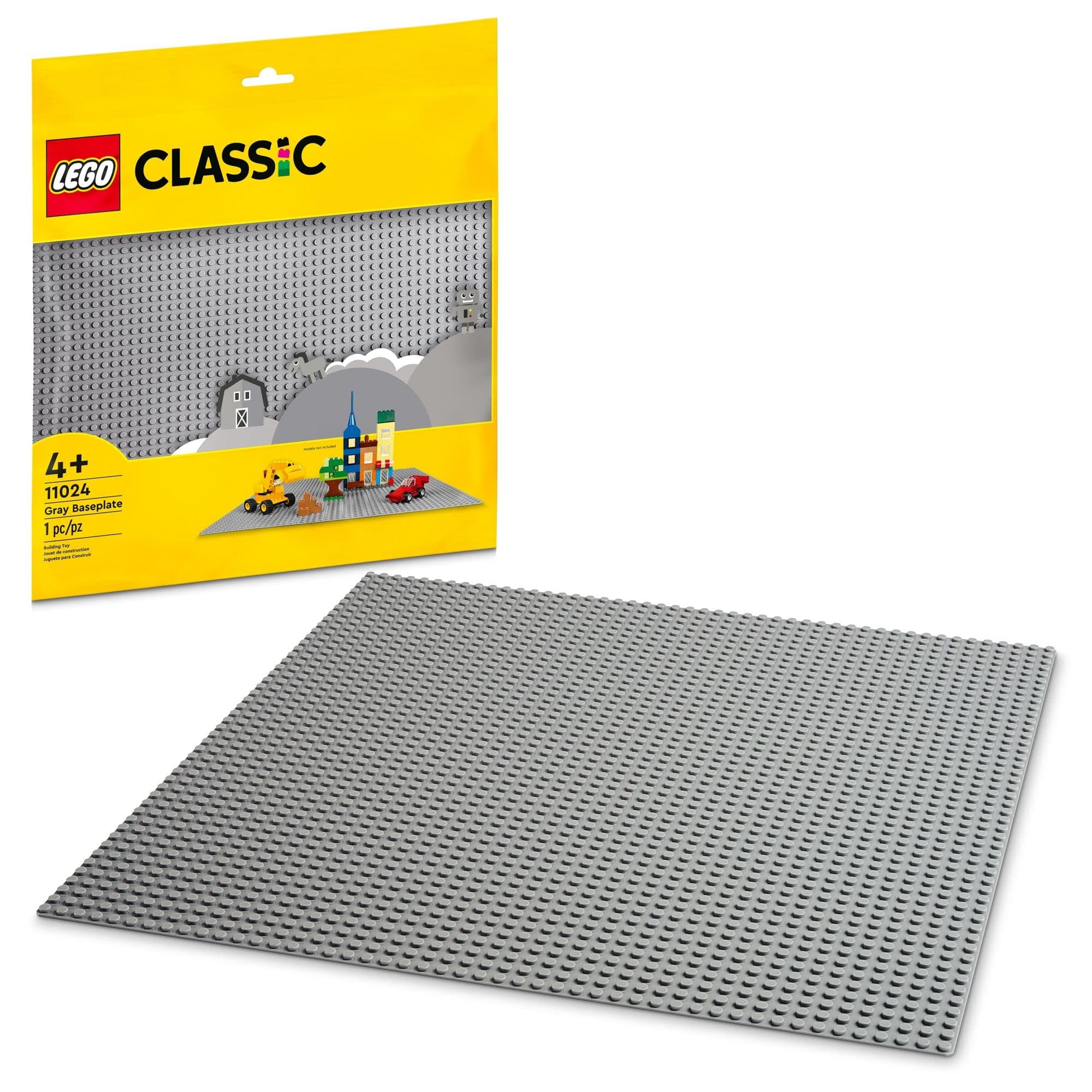 Classic Gray Baseplate Square 48x48 Stud Foundation to Build, Play, and Display Brick Creations, Great for City Streets, Castle, and Mountain Scenes, 11024