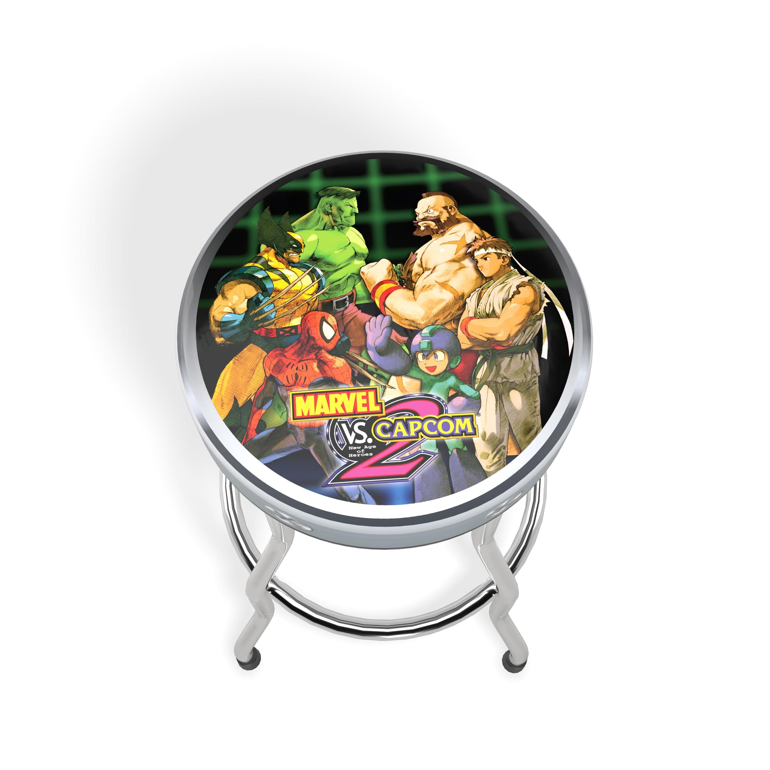 ARCADE1UP Officially Licensed Adjustable Stool with Chrome-Plated Steel Frame and High-Density Foam Padding for Supreme Gaming Comfort (Marvel VS Capcom 2)