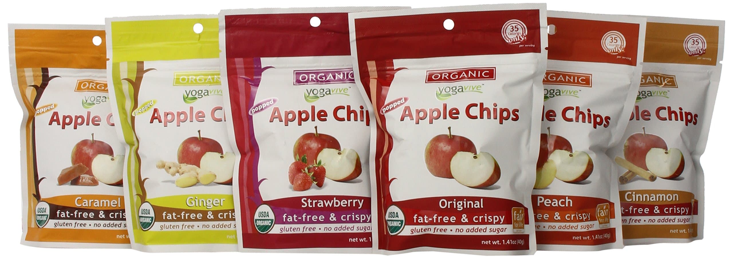 Yogavive Organic Popped Chips Variety Pack, Apple, 6 Count