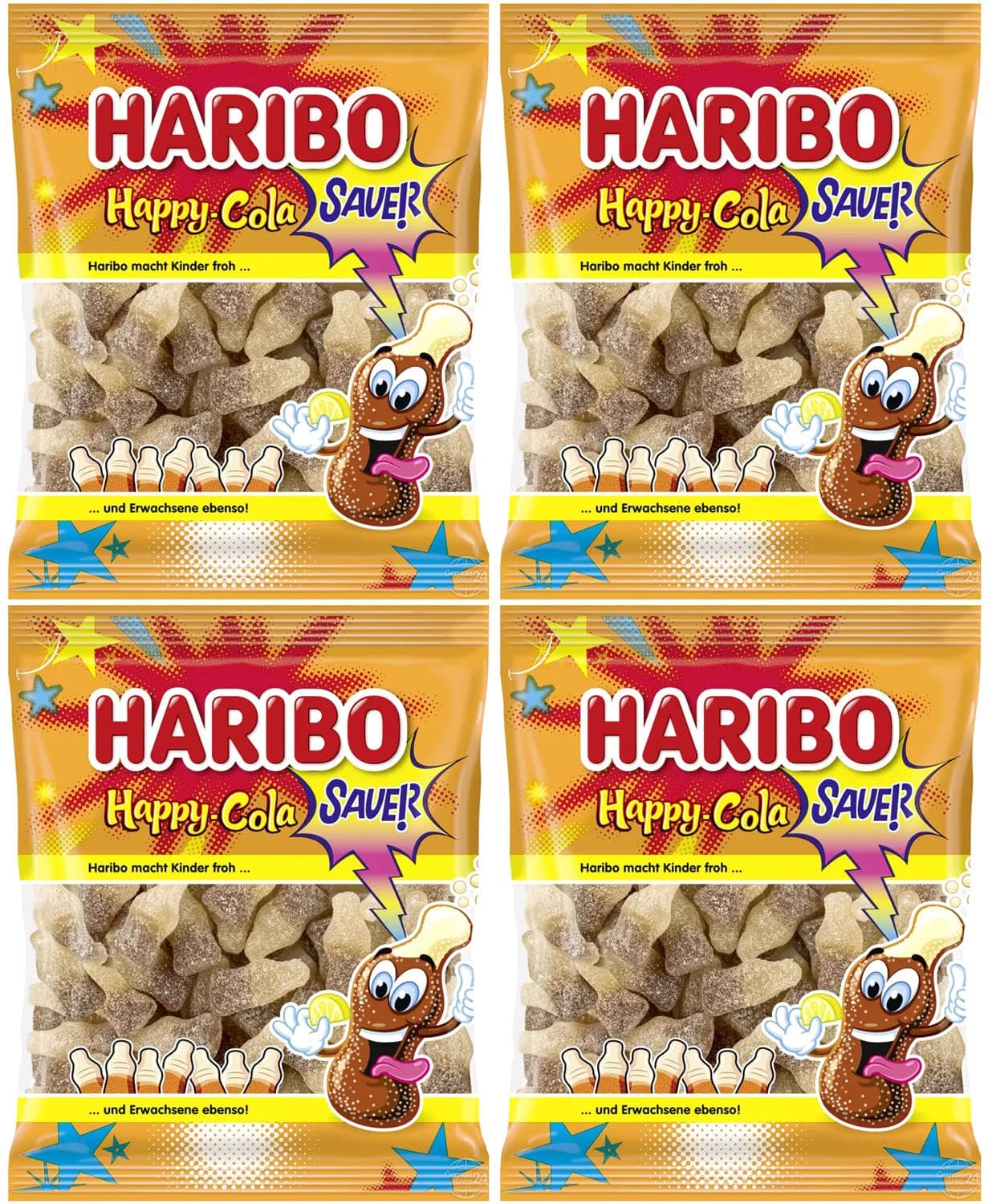 HariboHappy-Cola Sauer (Sour) Gummy Candy 4-Pack (4 x 175g)