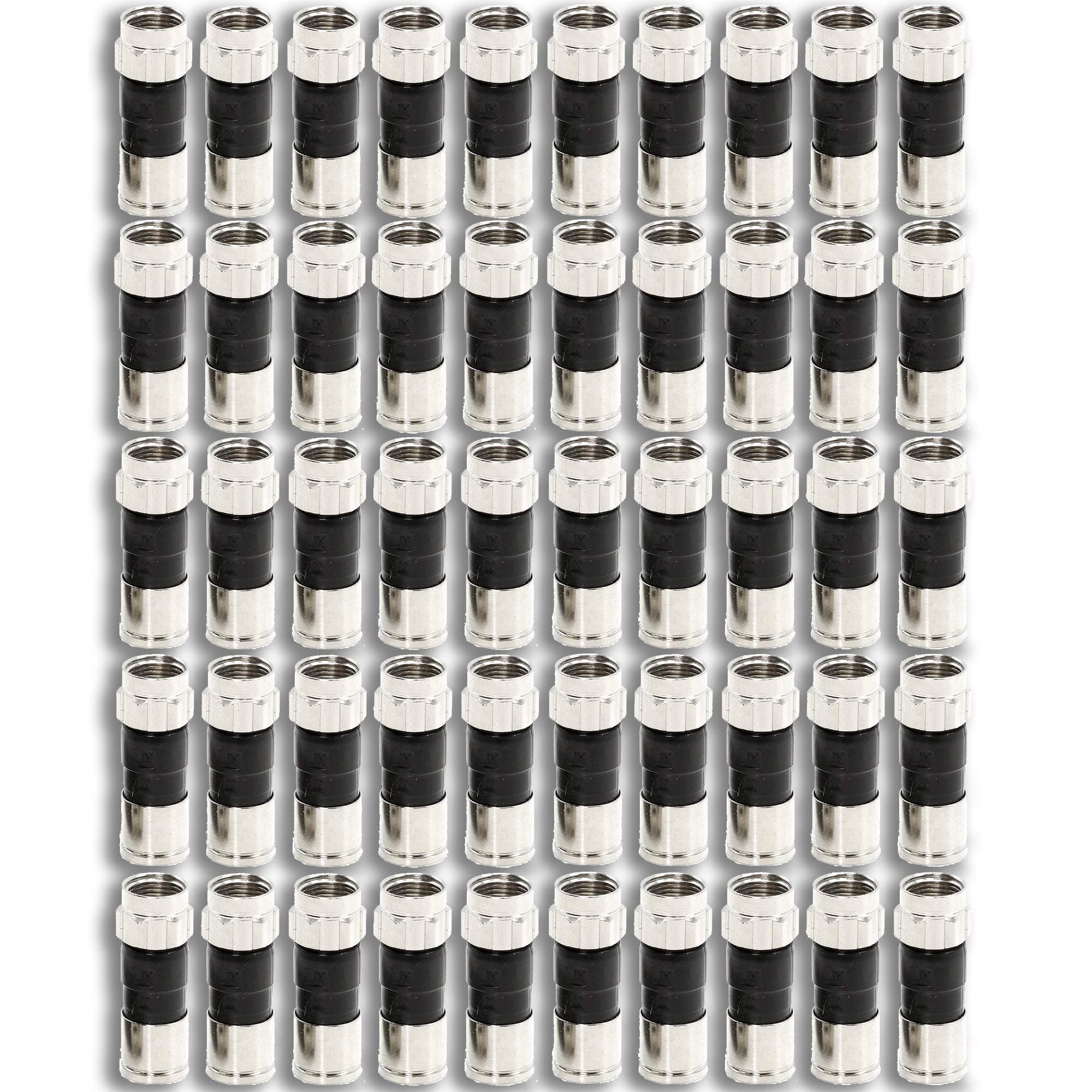 50-Pack RG6 Quad Compression Connectors PPC EX6XL Approved for Most Satellite or Cable Coax